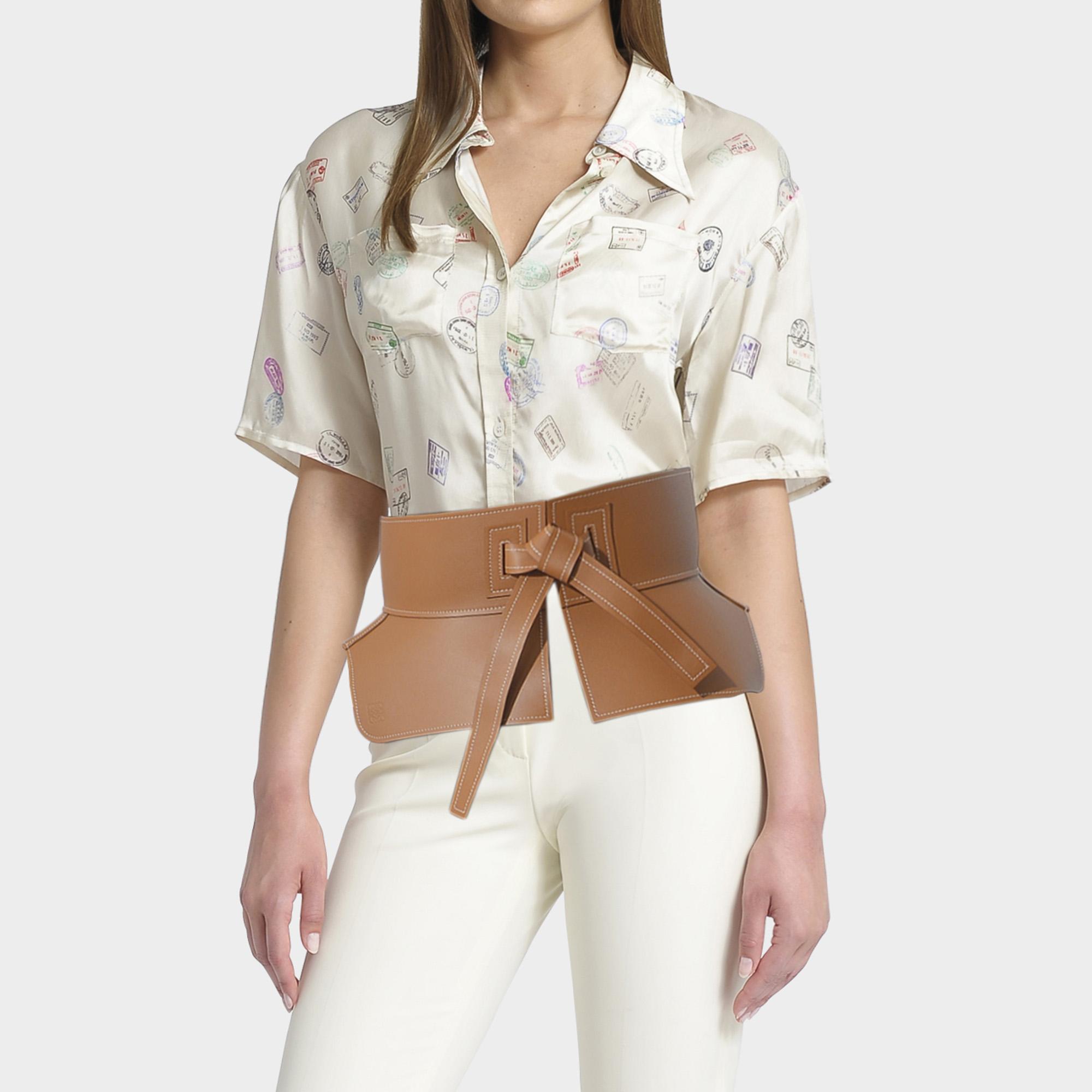 Loewe Leather Obi Belt In Brown 