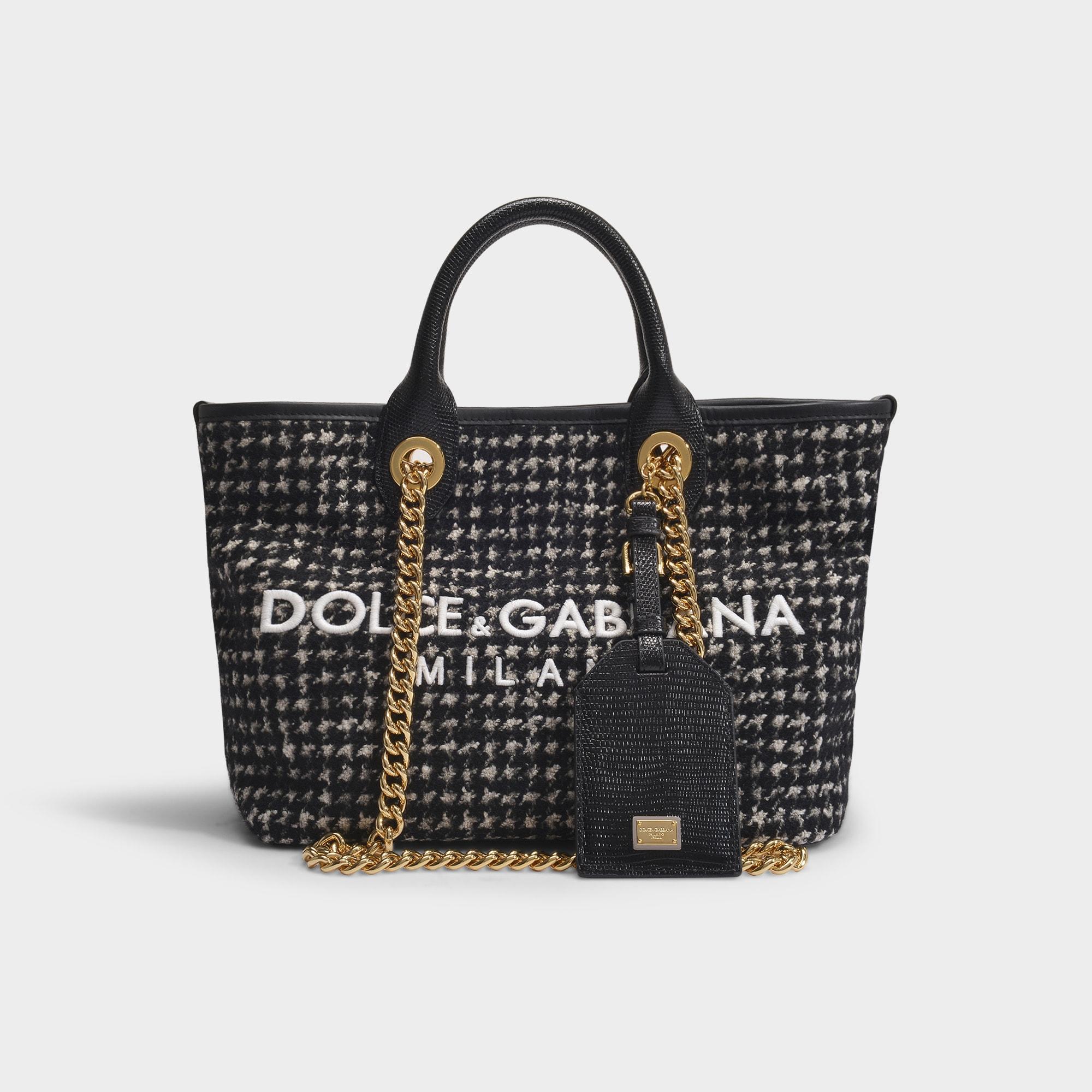 Dolce & Gabbana Capri Tote In Black Tweed | Lyst