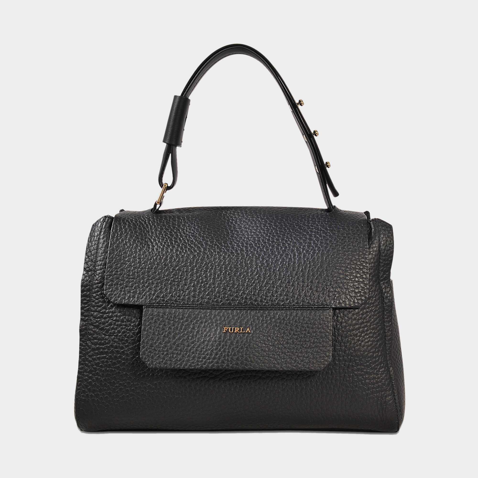 Furla Leather Capriccio M Top Handle Bag in Black Lyst