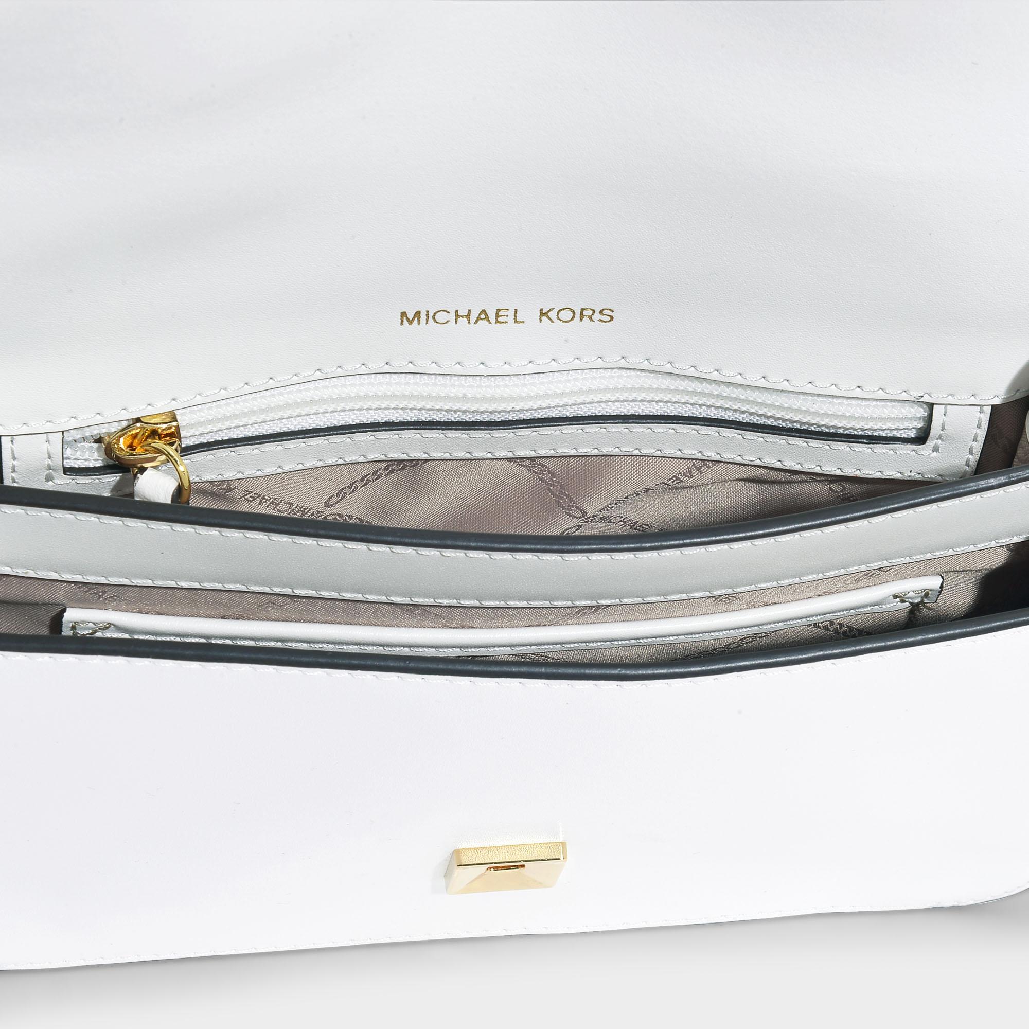 Michael Kors Butterfly Chain Leather Shoulder Bag in White Lyst