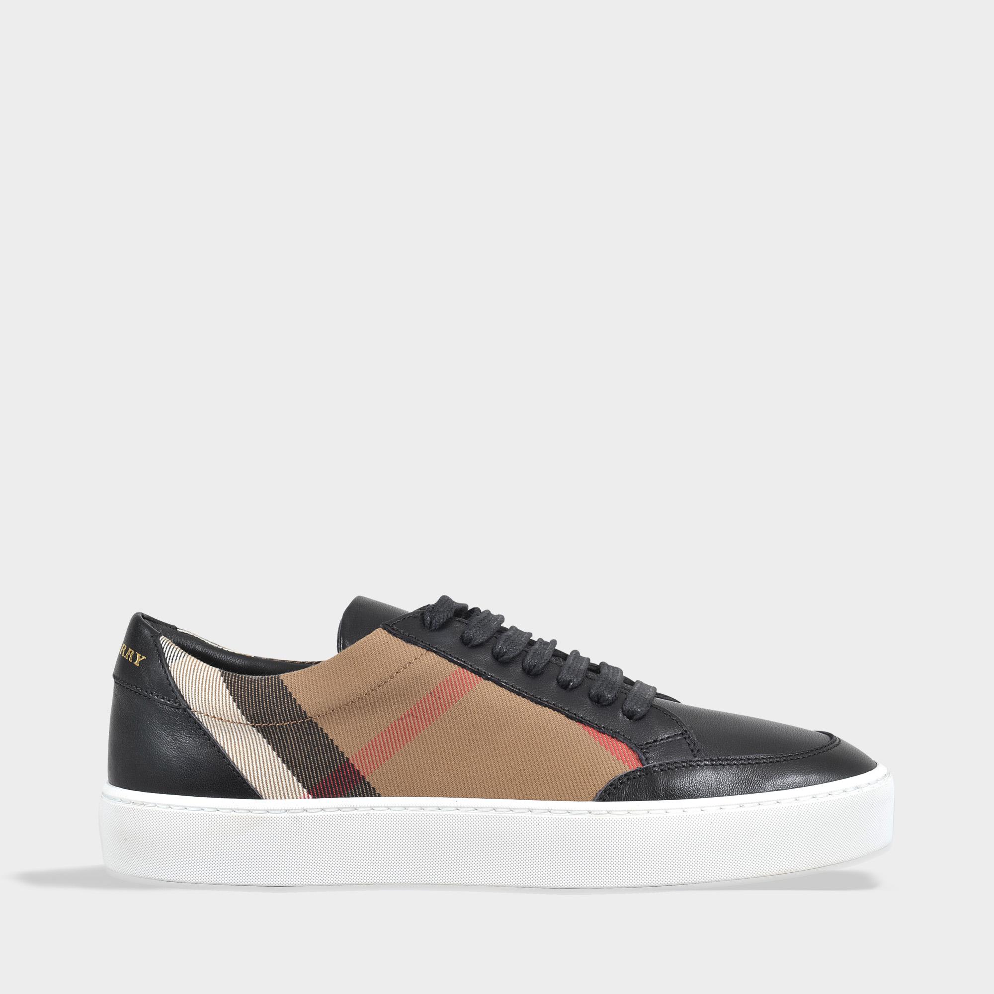 burberry salmond leather and cotton sneakers