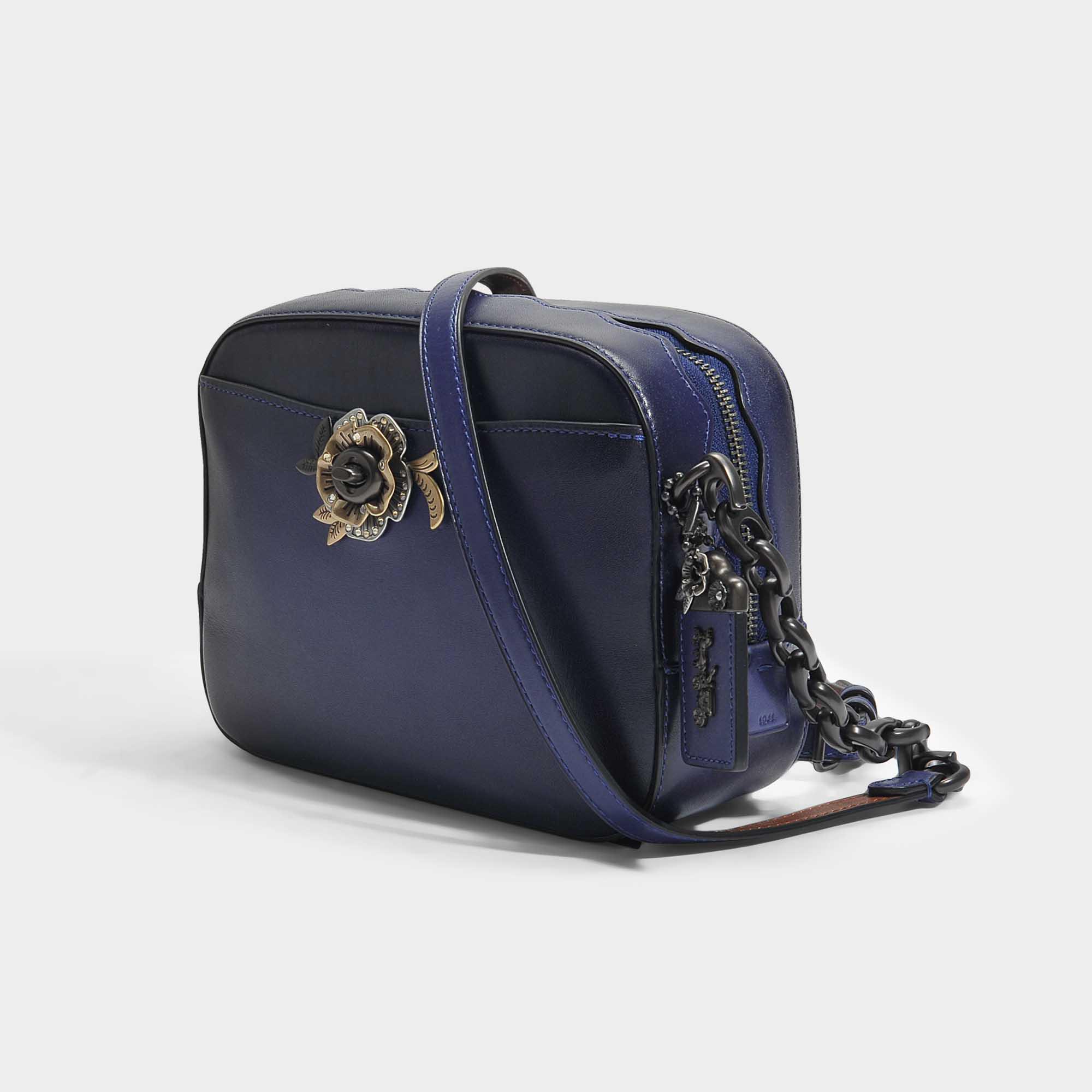 COACH Camera Bag In Dark Royal Leather in Blue - Lyst