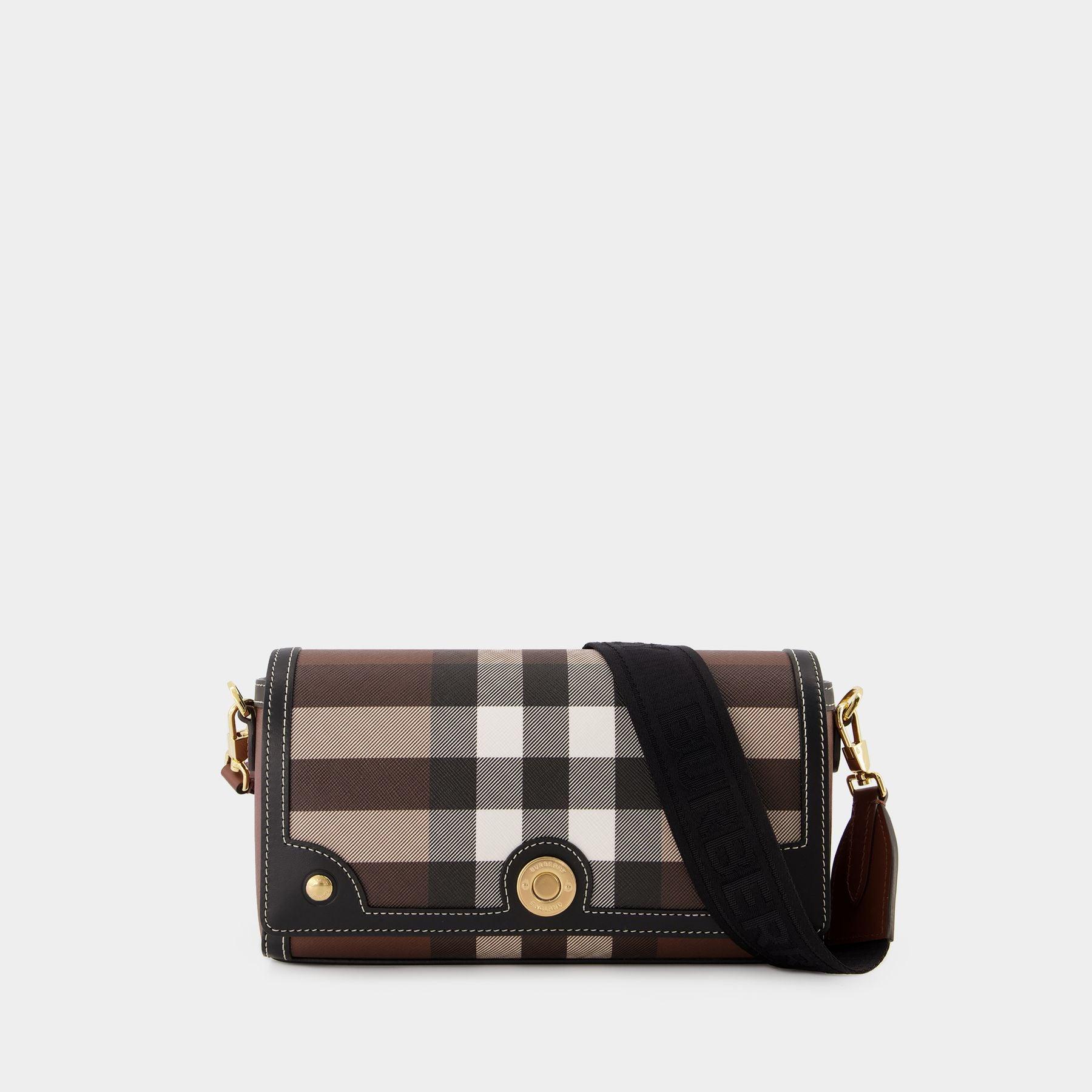 Burberry Top Handle Note E-canvas & Leather Shoulder Bag in Brown | Lyst