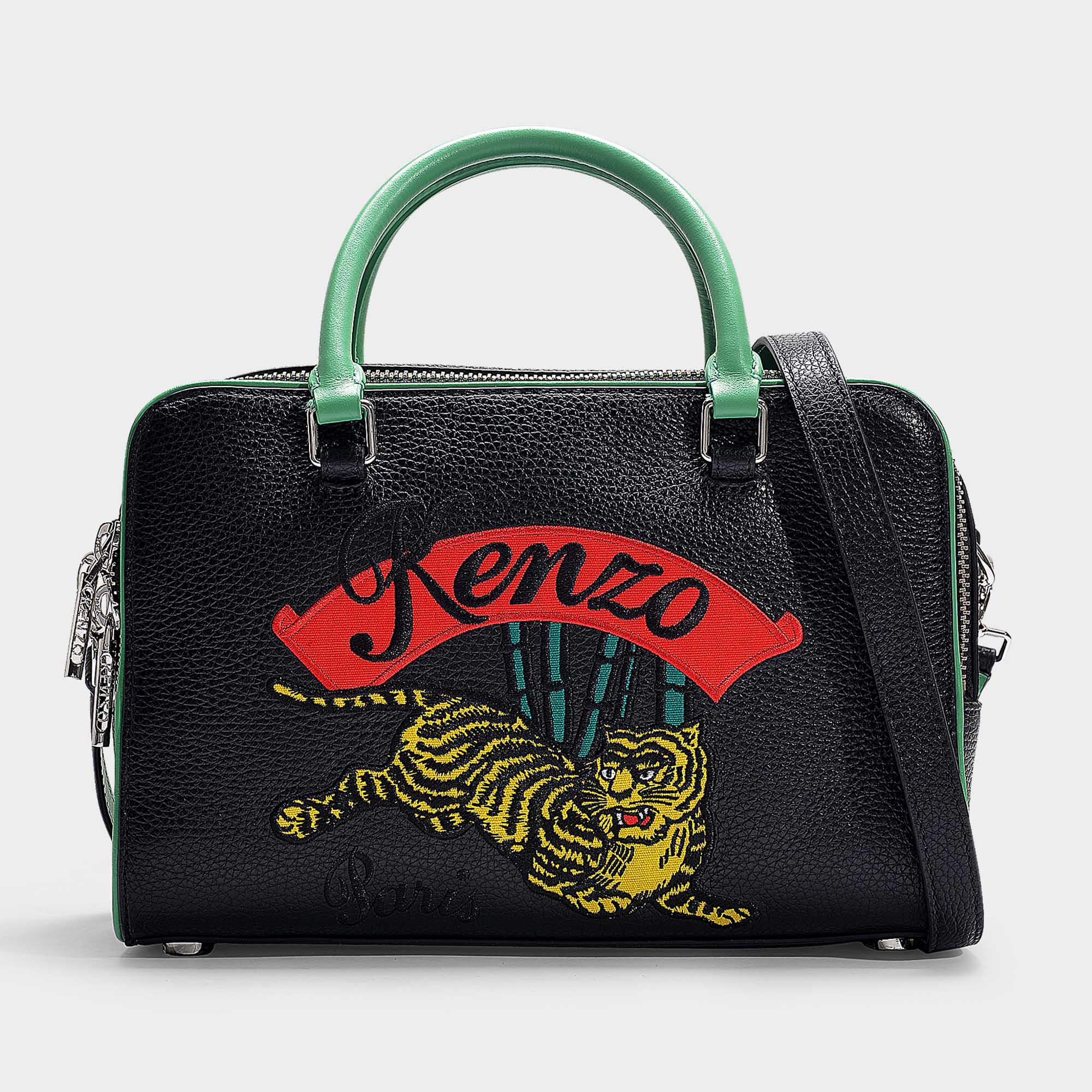 KENZO Leather Handle Crossbody Bag Large Black - Lyst
