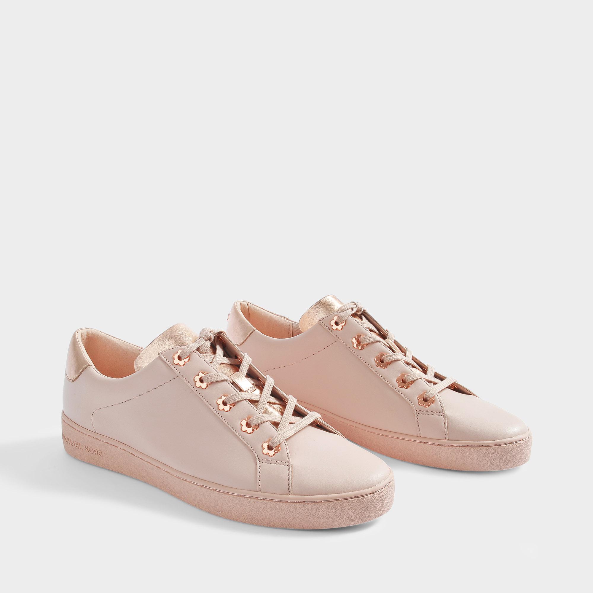 MICHAEL Michael Kors Lace Irving Sneakers With Flower Detail In Soft Pink  Vachetta Metallic Nappa Leather - Lyst