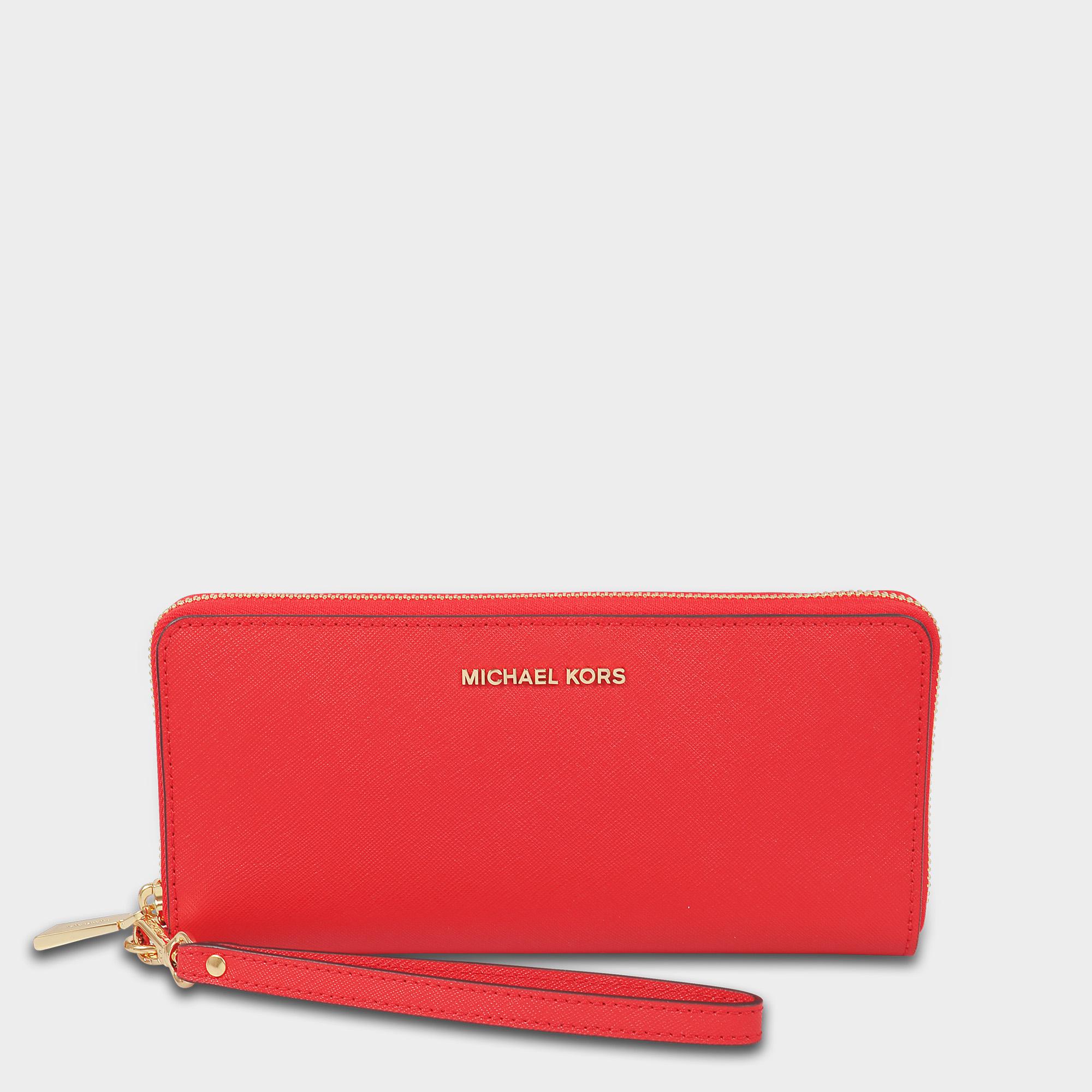 MICHAEL Michael Kors Jet Set Travel Continental Wallet In Bright Red  Saffiano Leather | Lyst