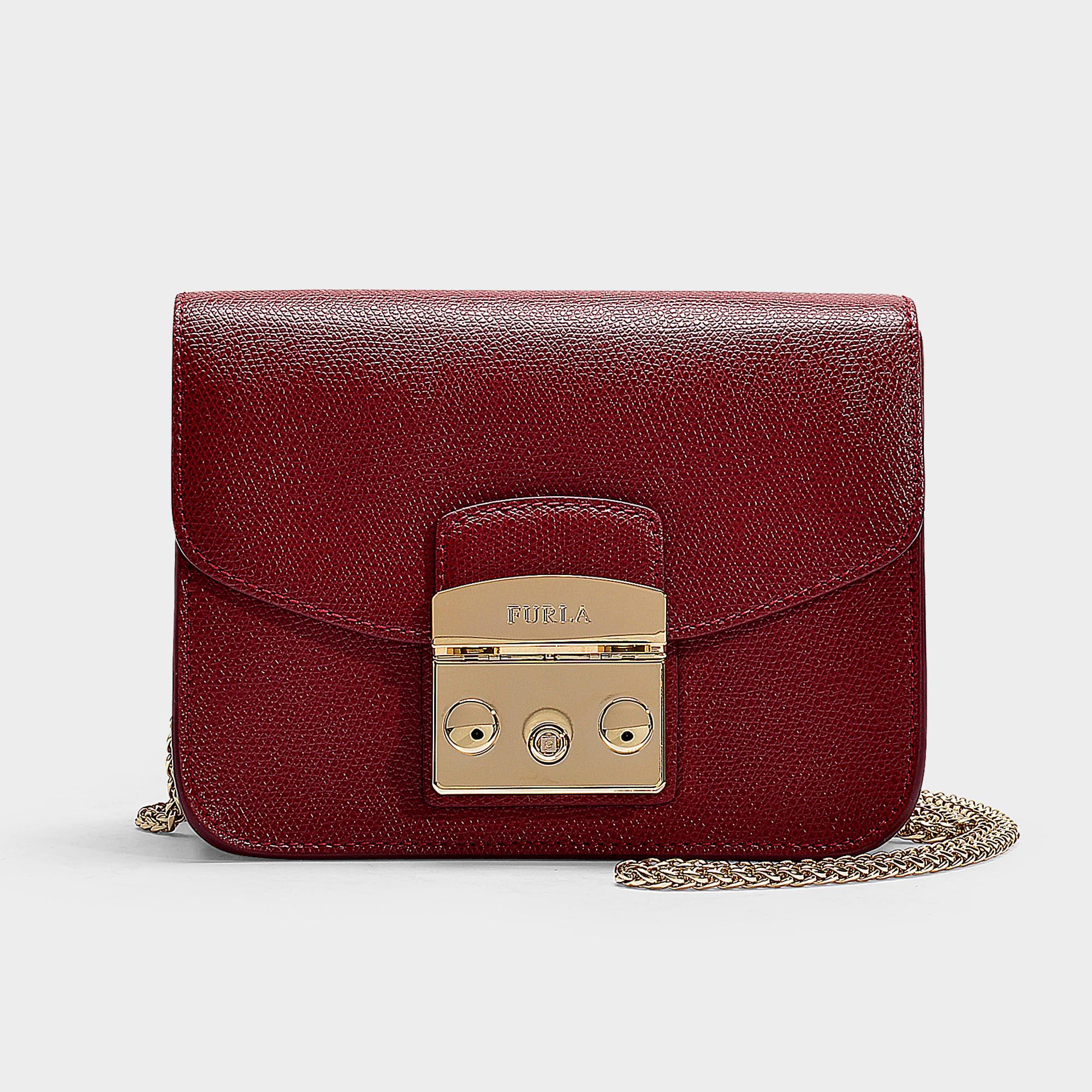 Furla Leather Metropolis Small Crossbody Bag In Red Calfskin Lyst
