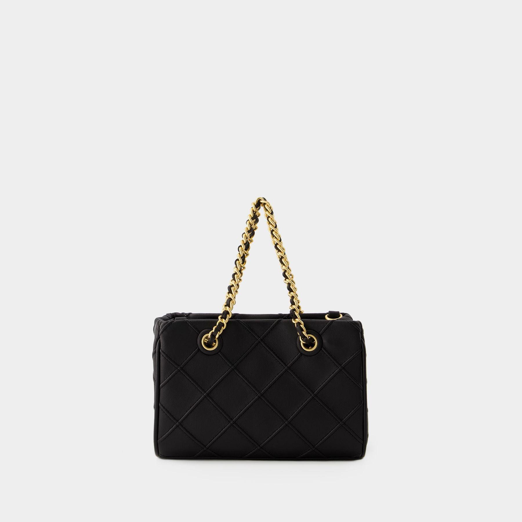 Tory Burch 'fleming' Quilted Shopper Bag in Natural