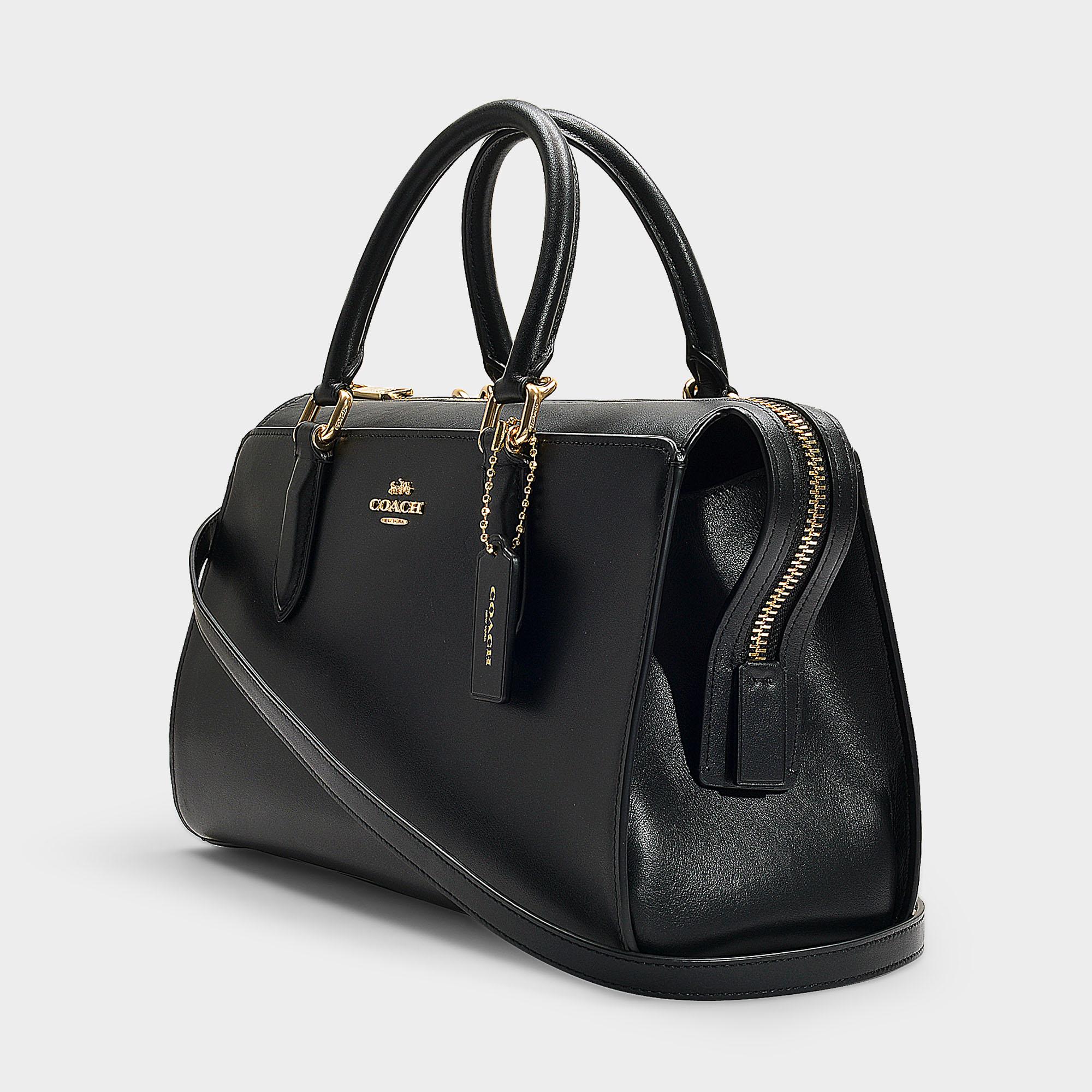 COACH Refined Calf Leather Bond Satchel In Black Calfskin Lyst