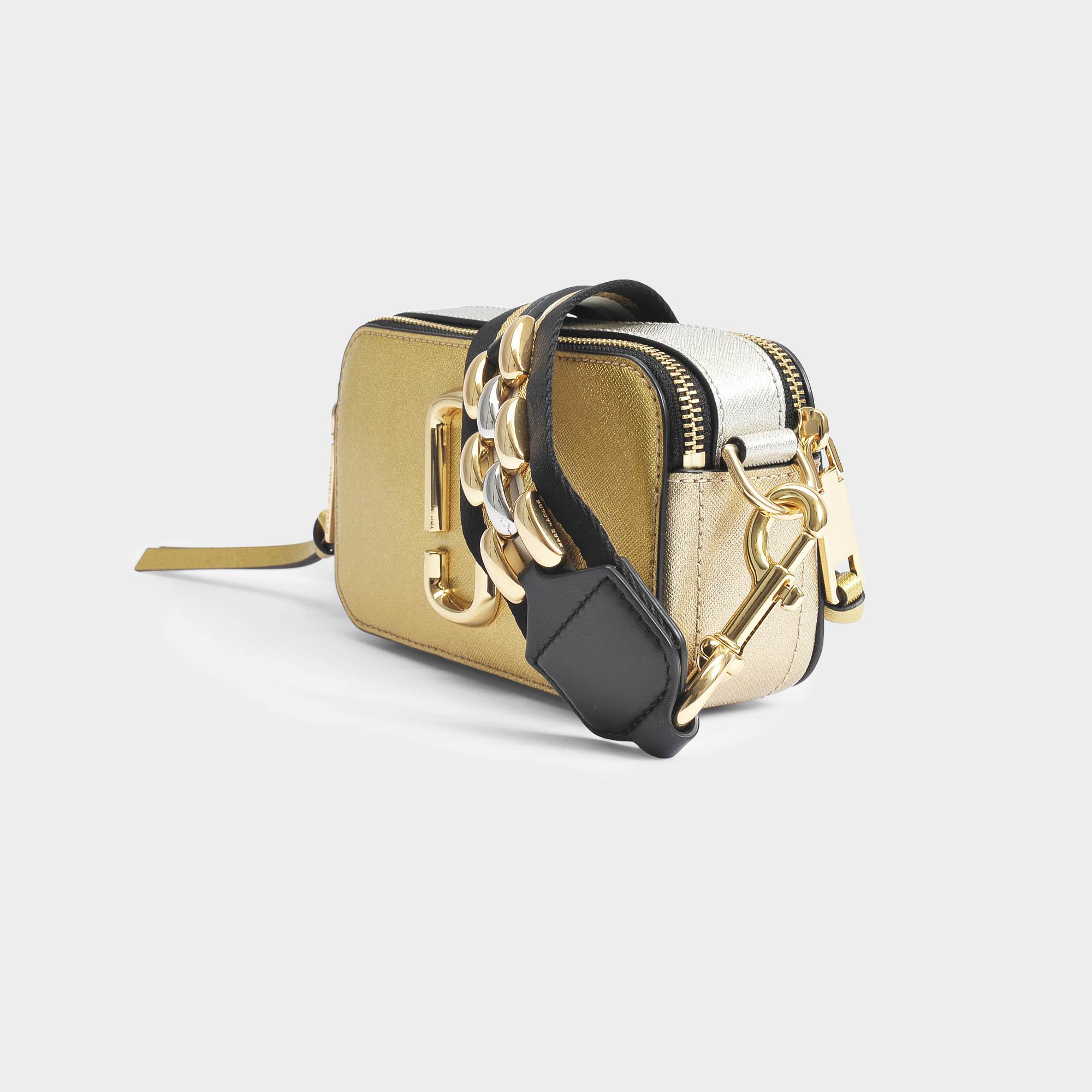 Marc Jacobs Metallic Snapshot Camera Bag In Gold Split Cow Leather Lyst