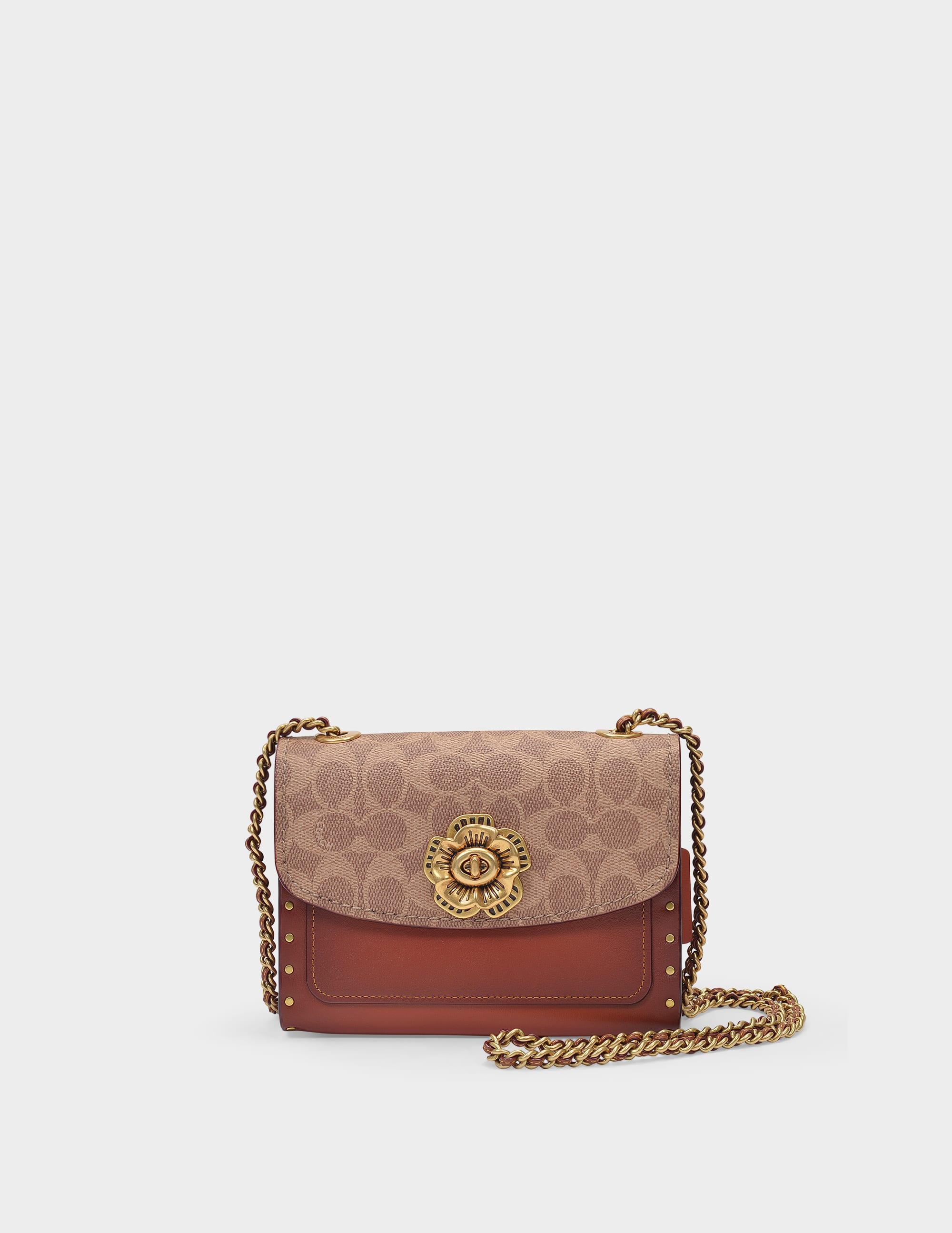 COACH Parker 18 Studded Crossbody Bag in Brown | Lyst