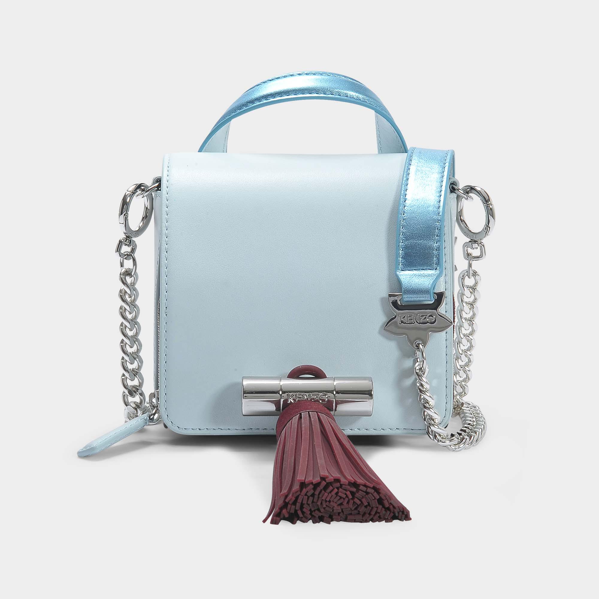 KENZO Sailor Chain Mini Top Handle Bag In Sky Blue Suede - Lyst