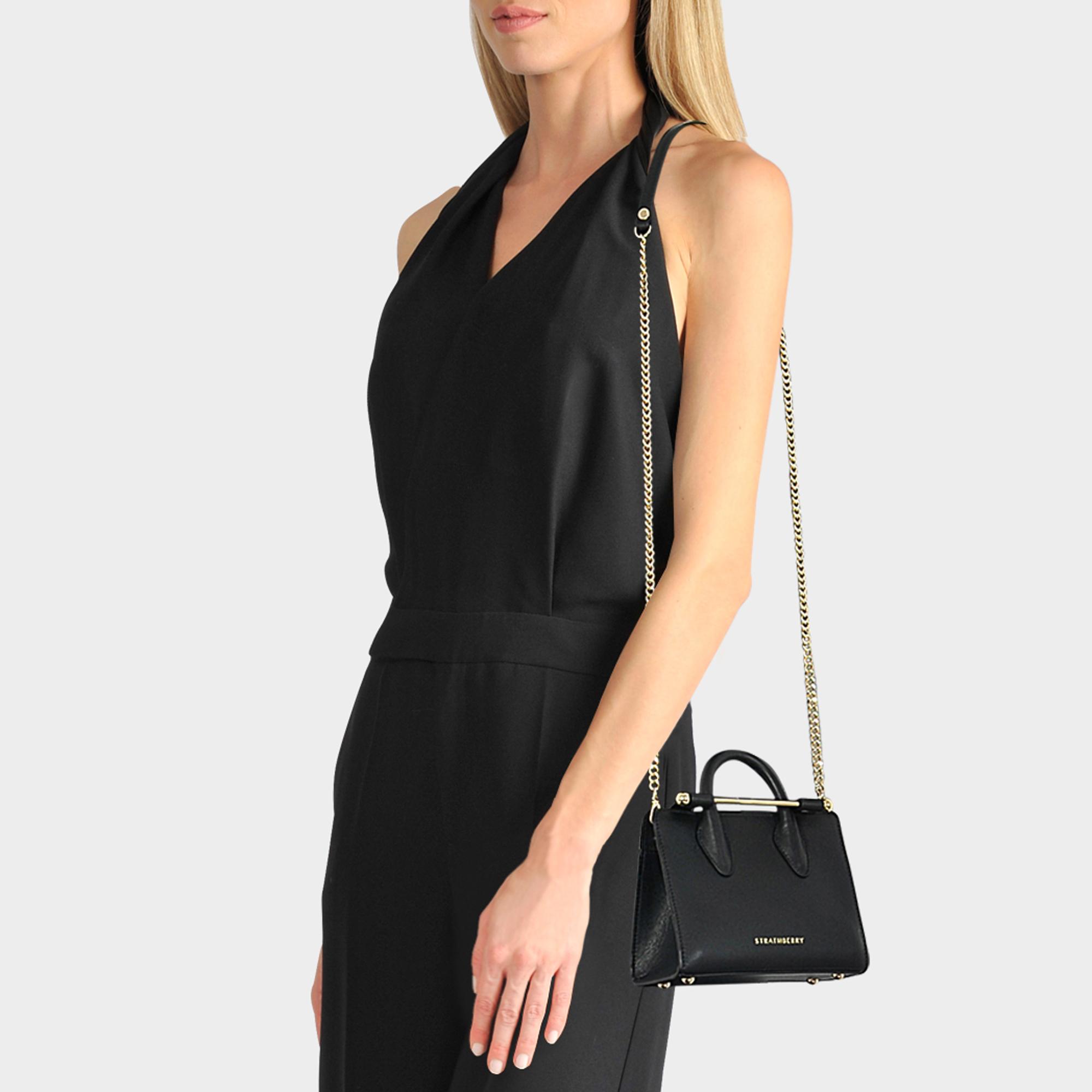 Strathberry Nano Leather Tote in Black - Lyst
