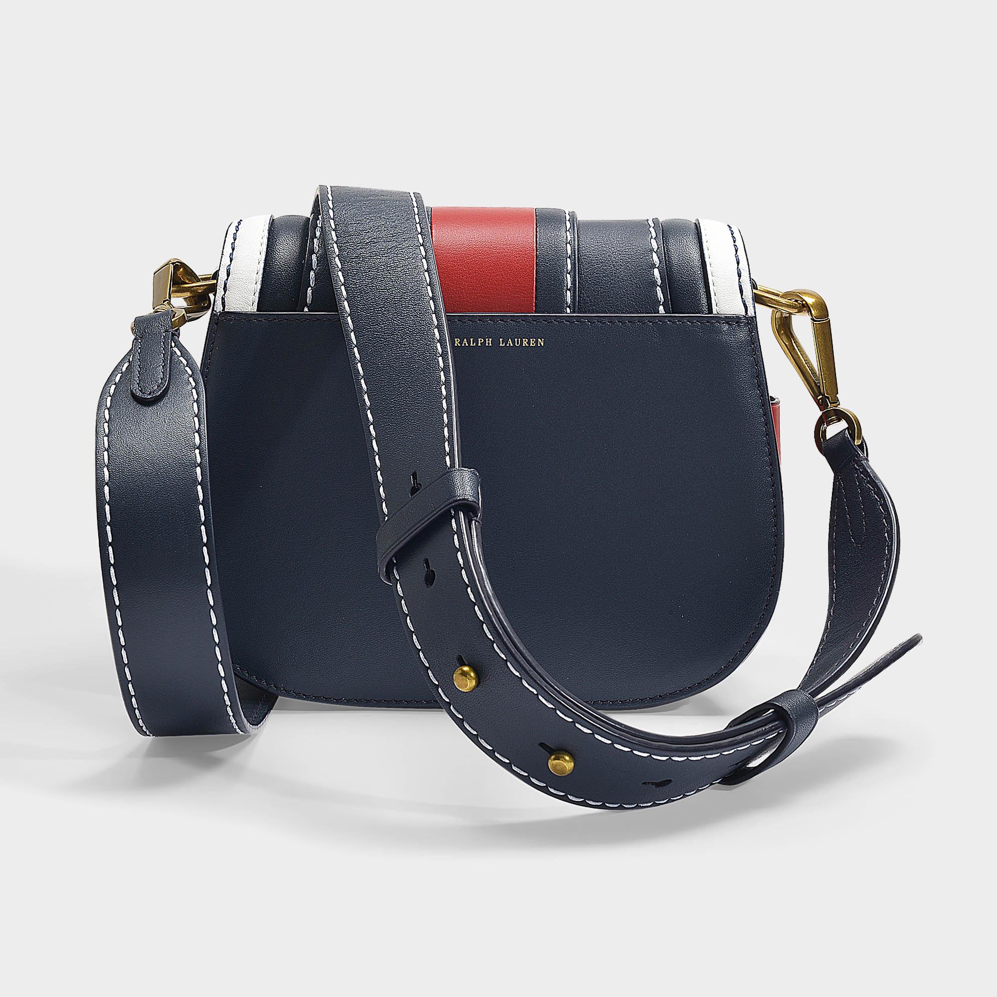 Polo Ralph Lauren Leather Lennox Medium Crossbody Bag In Navy, Red And