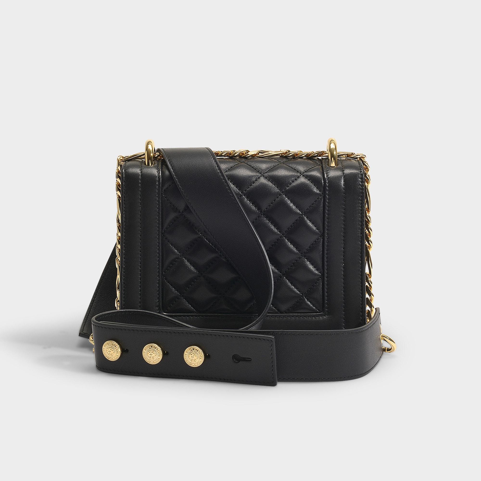 Balmain Leather B-bag 18 In Black Quilted Lambskin - Lyst