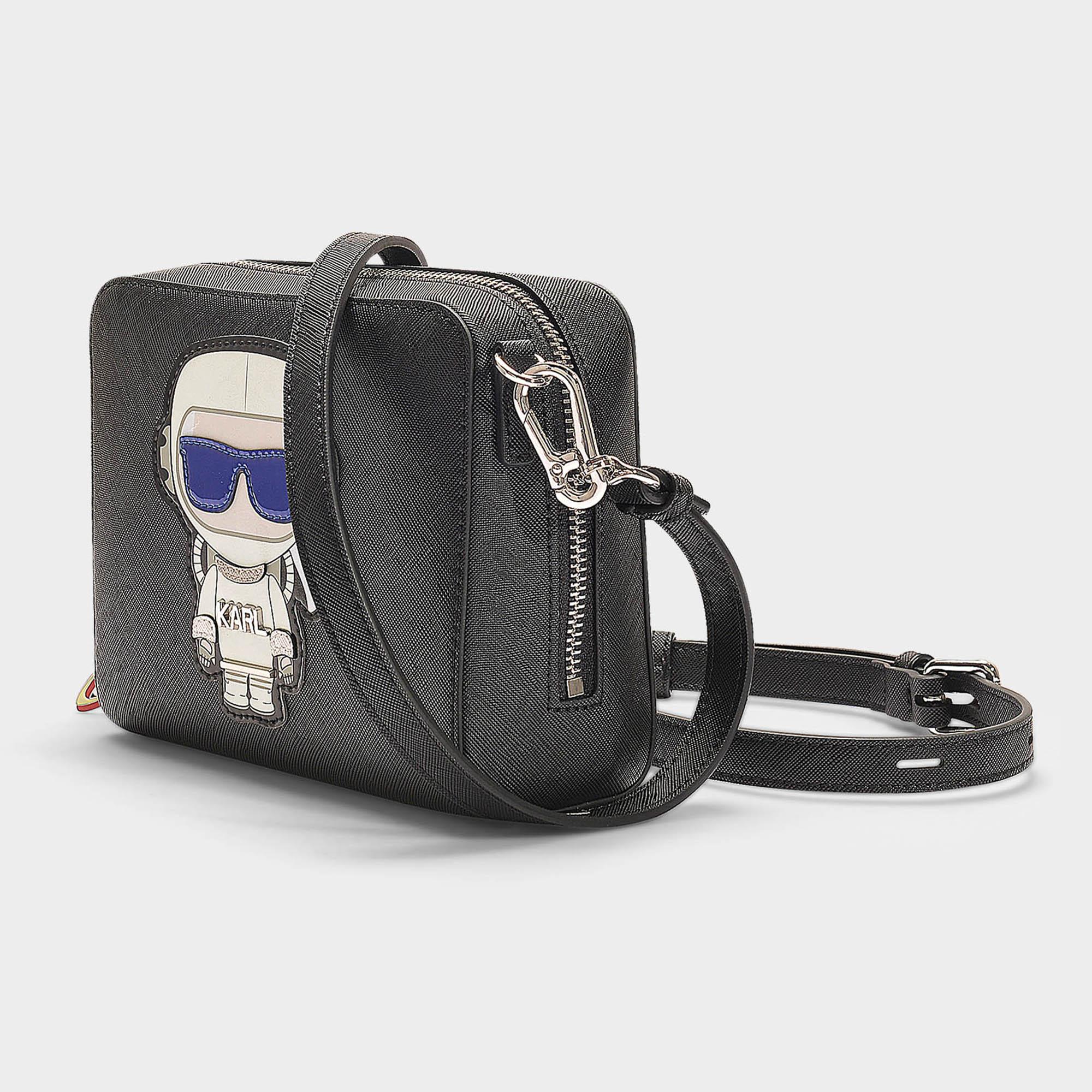 Karl Lagerfeld Leather K/space Two In One Crossbody Bag In Black