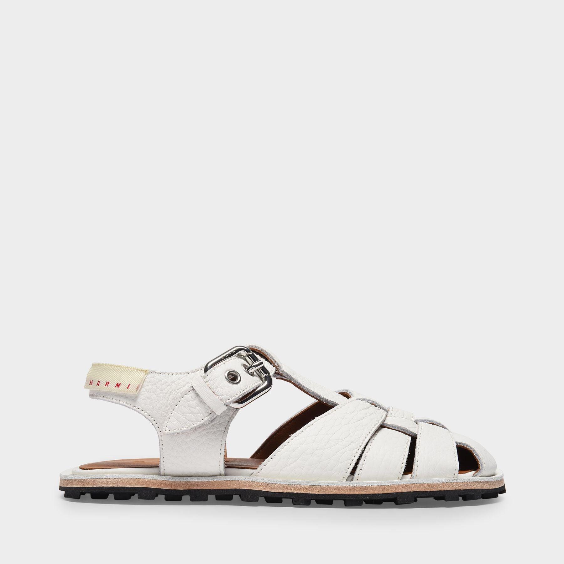 Marni Leather Fisherman Pebble Sandals in White | Lyst