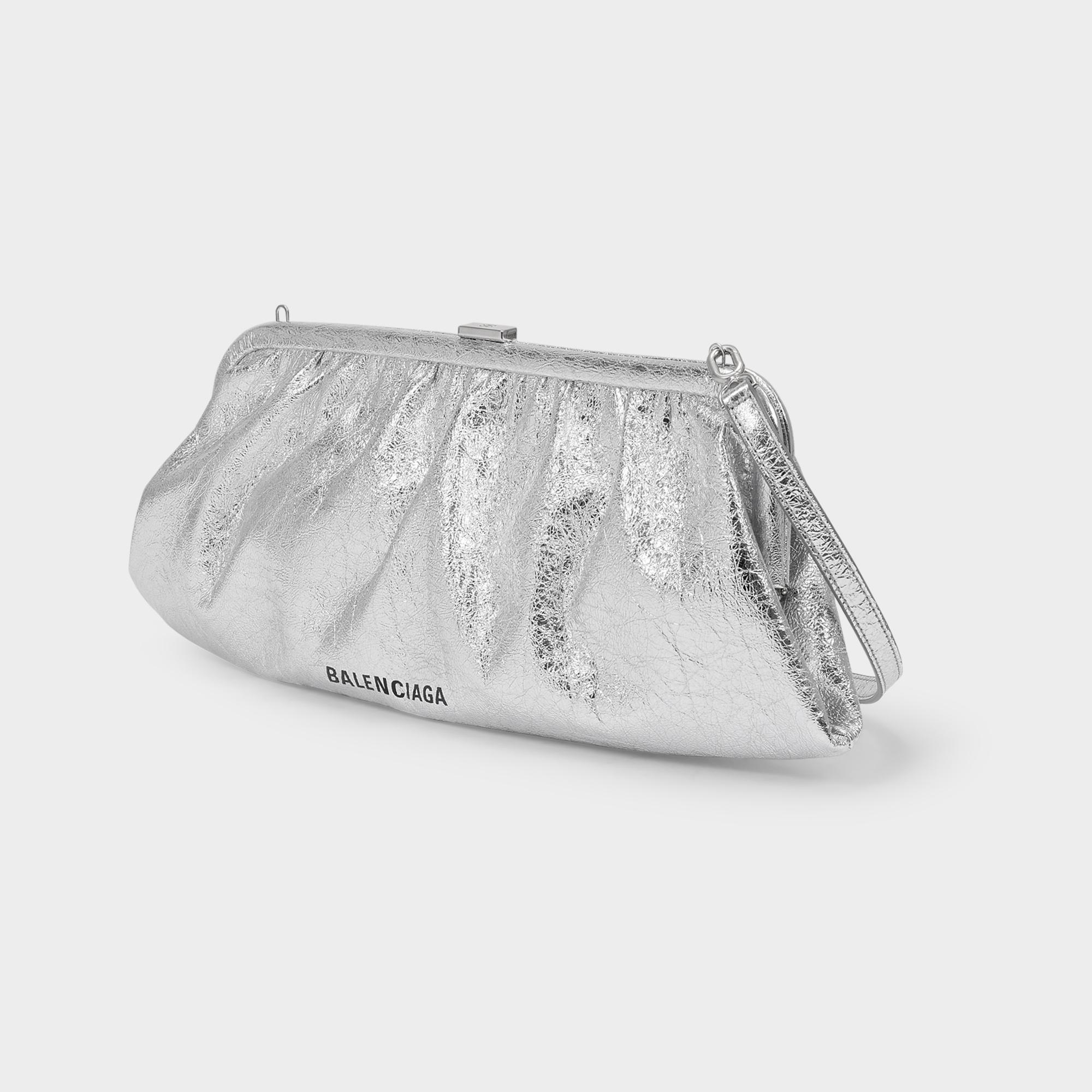 silver metallic clutch