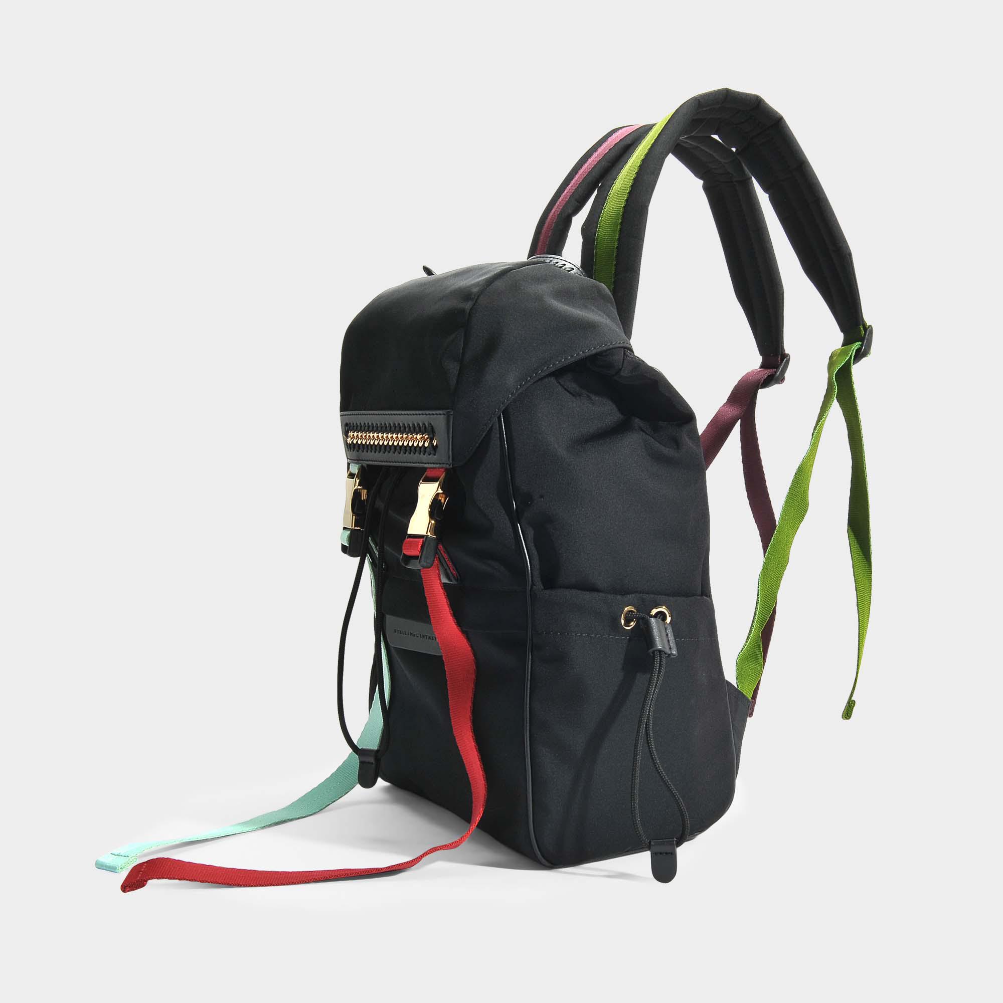 Stella McCartney Eco Nylon Falabella Go Backpack In Black And Multi  Polyurethane | Lyst