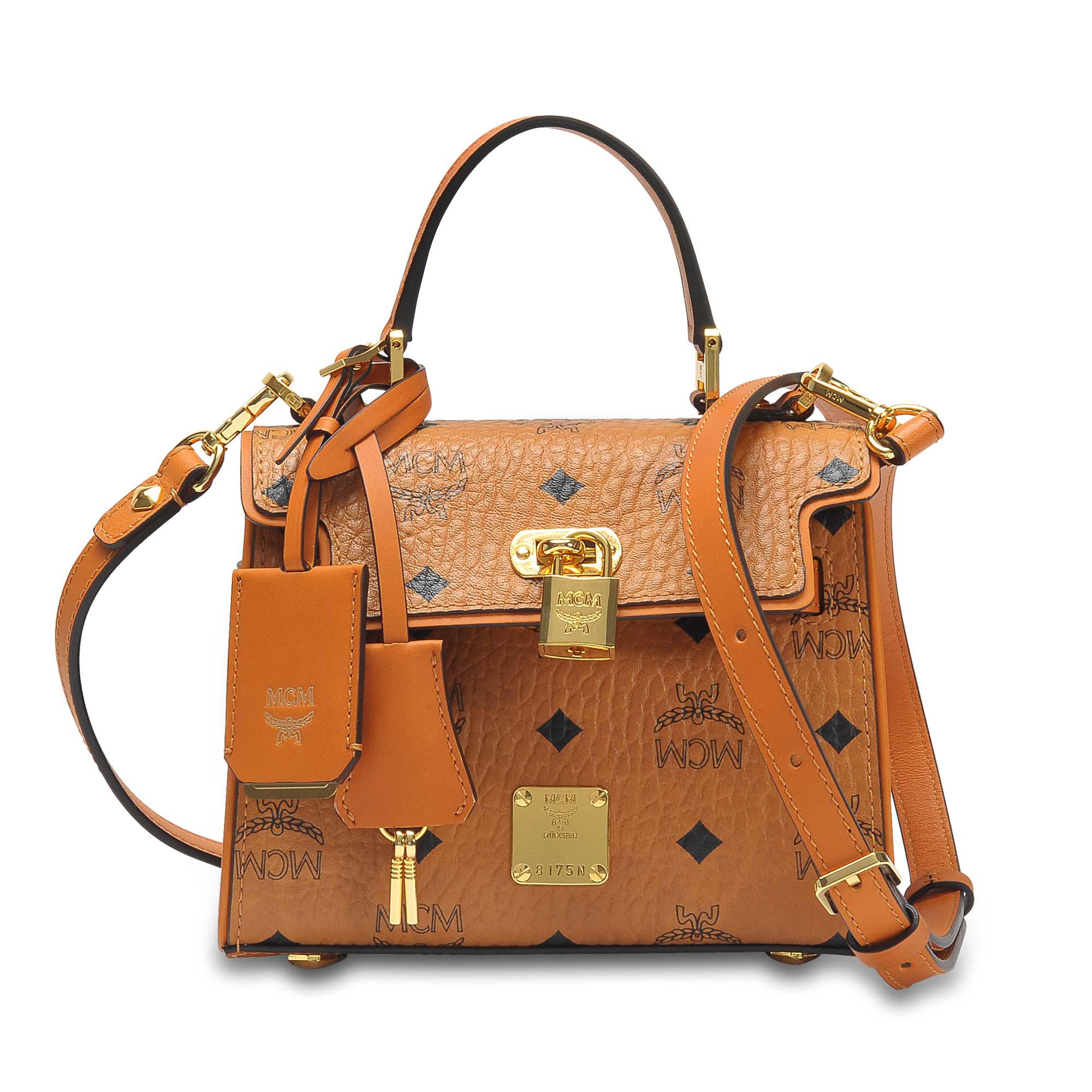 mcm heritage drawstring small cognac