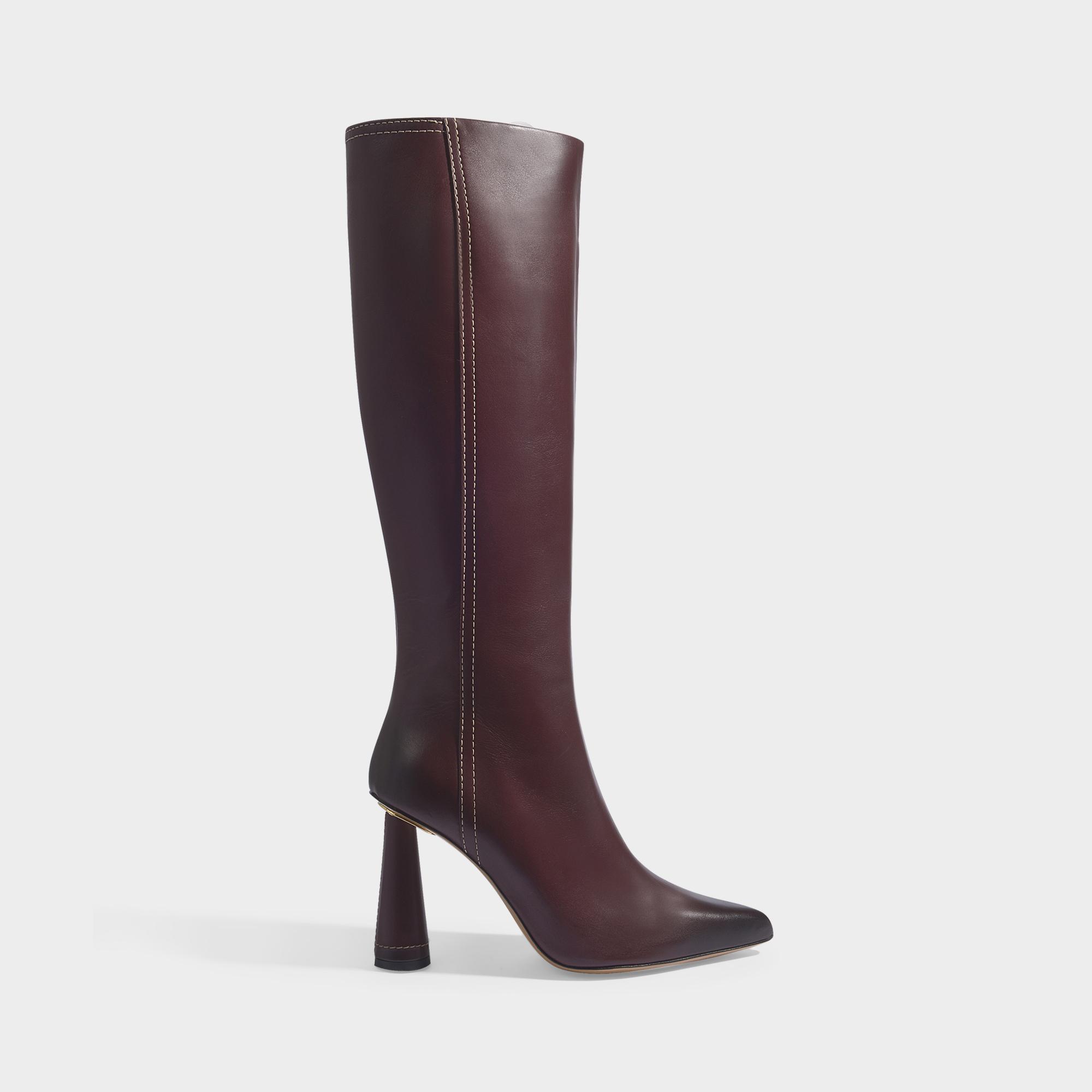 Jacquemus Les Bottes Leon Boots In Burgundy Leather - Lyst