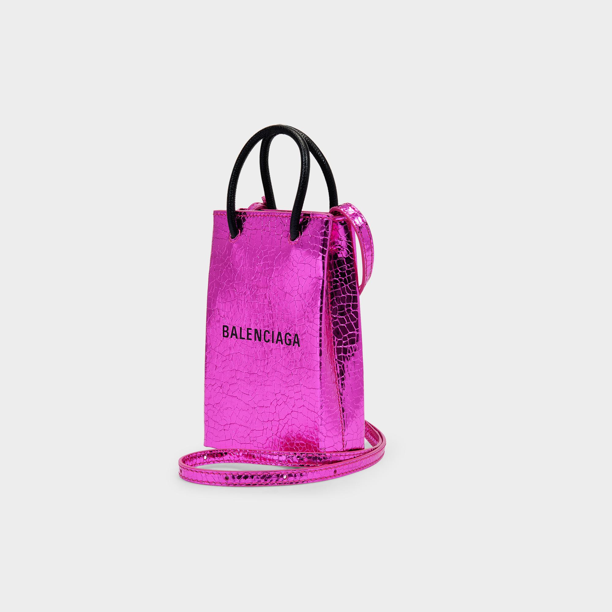 Balenciaga Synthetic Phone Holder Shopping Bag In Fuchsia in 