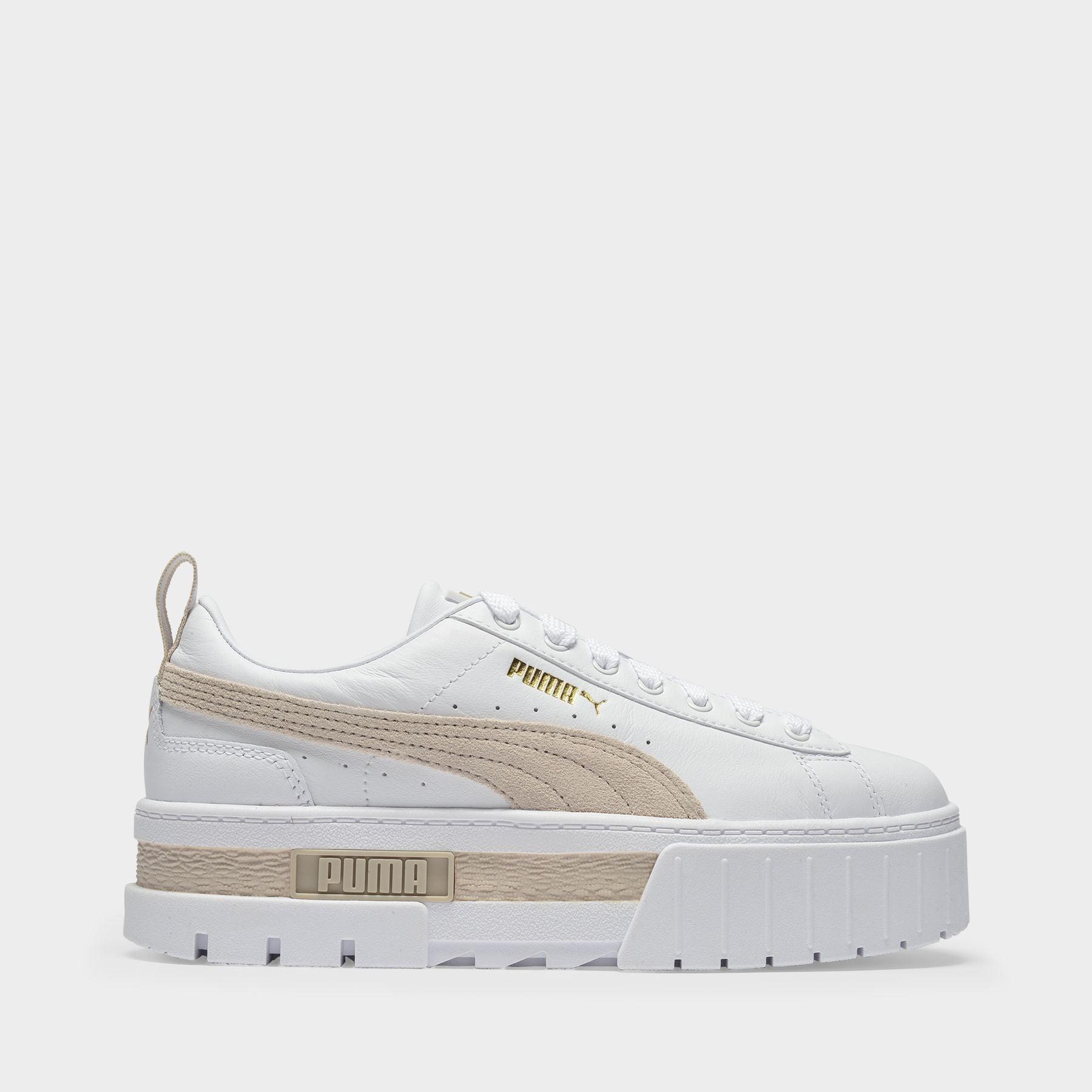 PUMA Mayze Sneakers In White And Beige Leather - Lyst