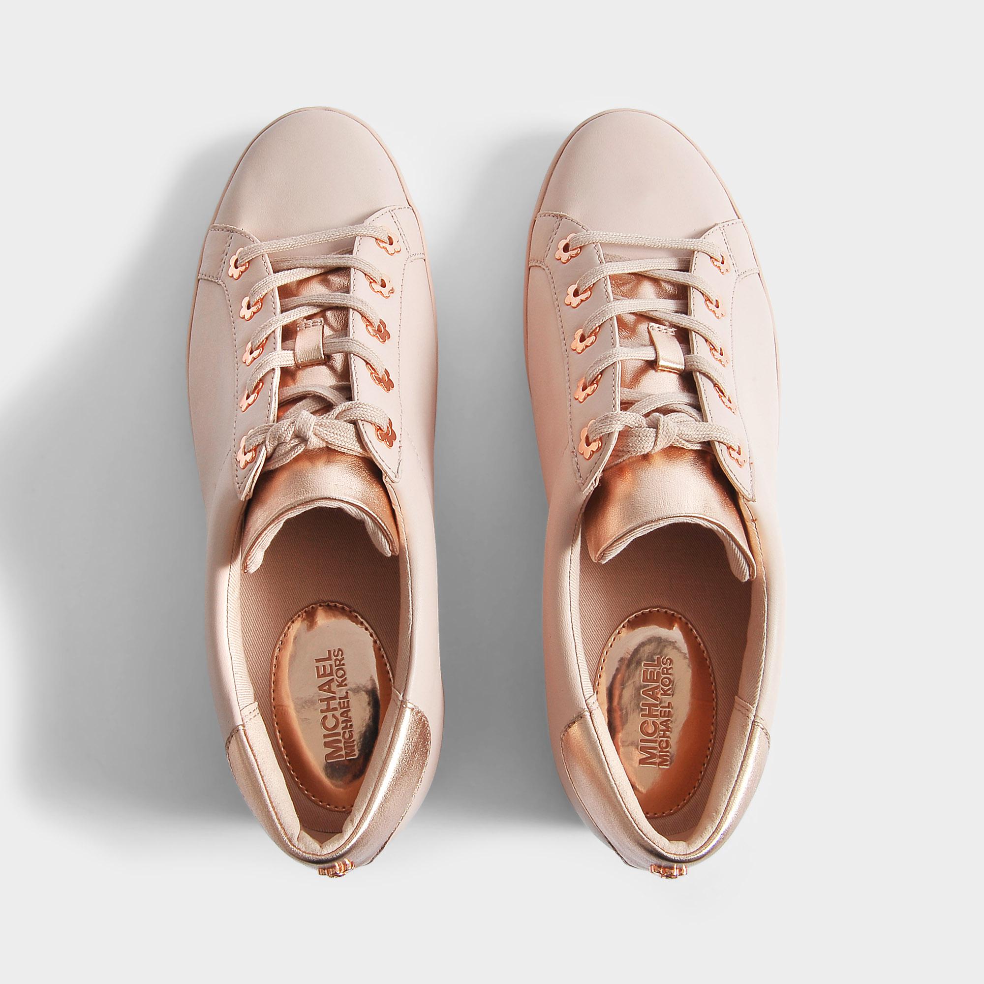 MICHAEL Michael Kors Irving Sneakers With Flower Detail In Soft Pink  Vachetta Metallic Nappa Leather | Lyst