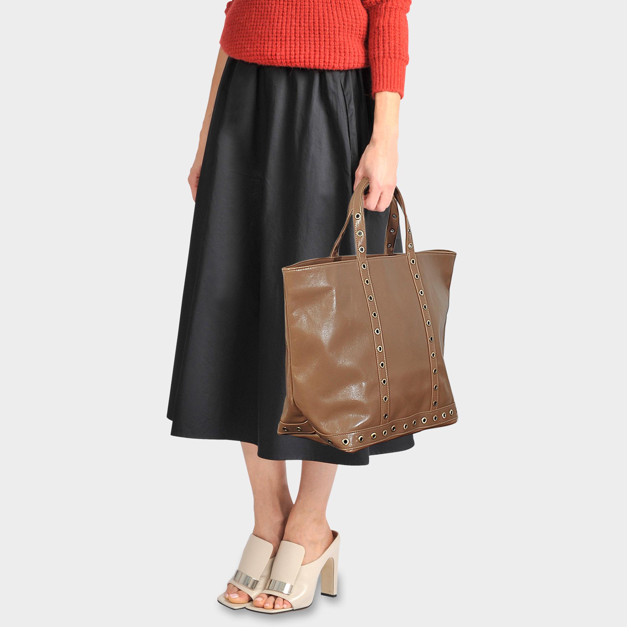 sac vanessa bruno cuir noir oeillets