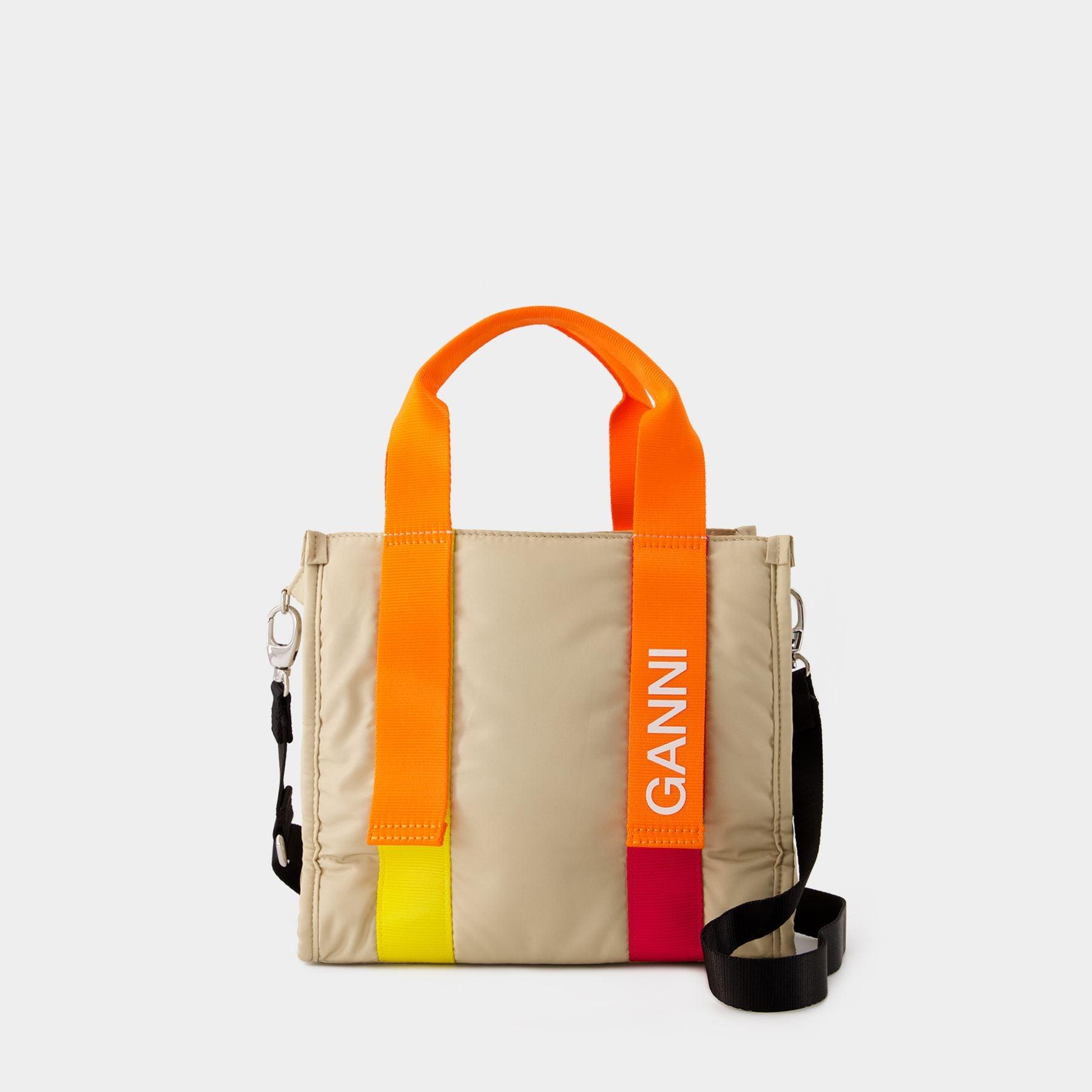 Ganni Recycled Tech Small Tote Bag - - Synthetic - Khaki in Orange