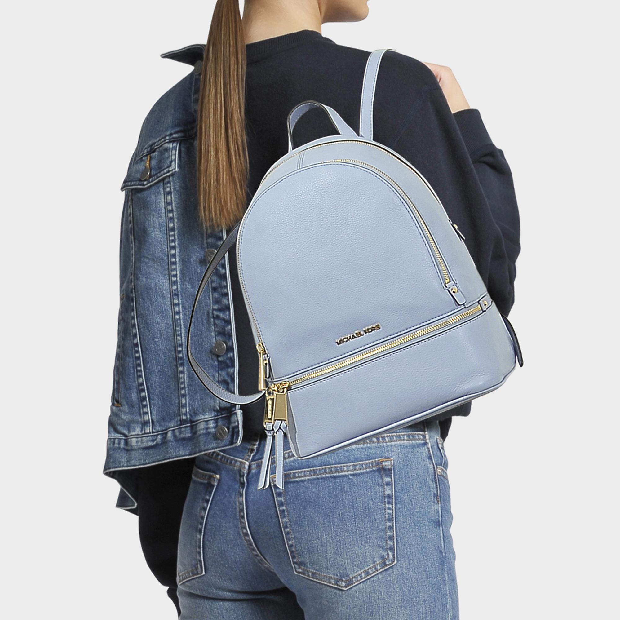 MICHAEL Michael Kors Rhea Small Leather Backpack Blue | Lyst