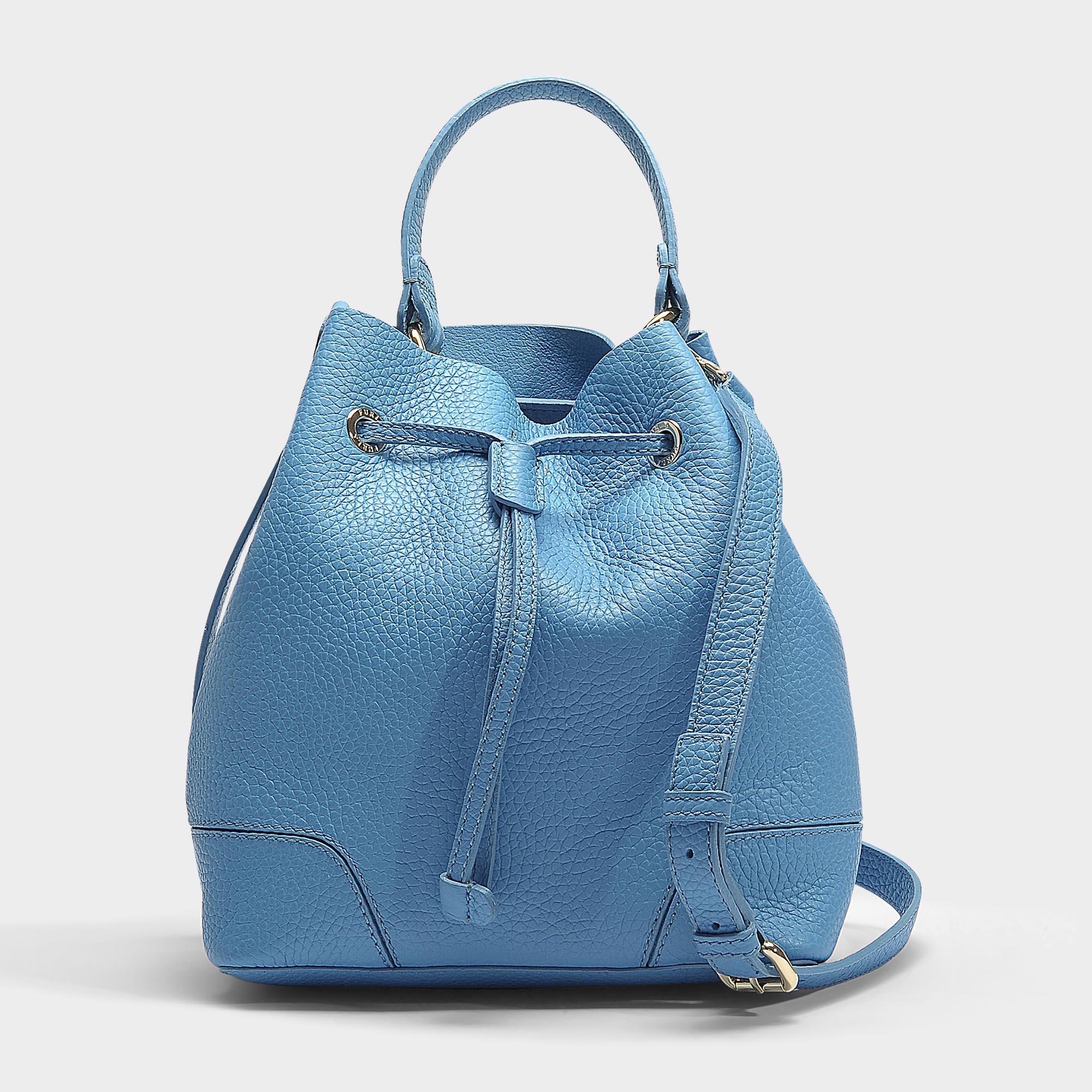 Veau Lien Bleu Cuir Furla Stacy En Main De Coulissant Petit Sac À jqL34A5R