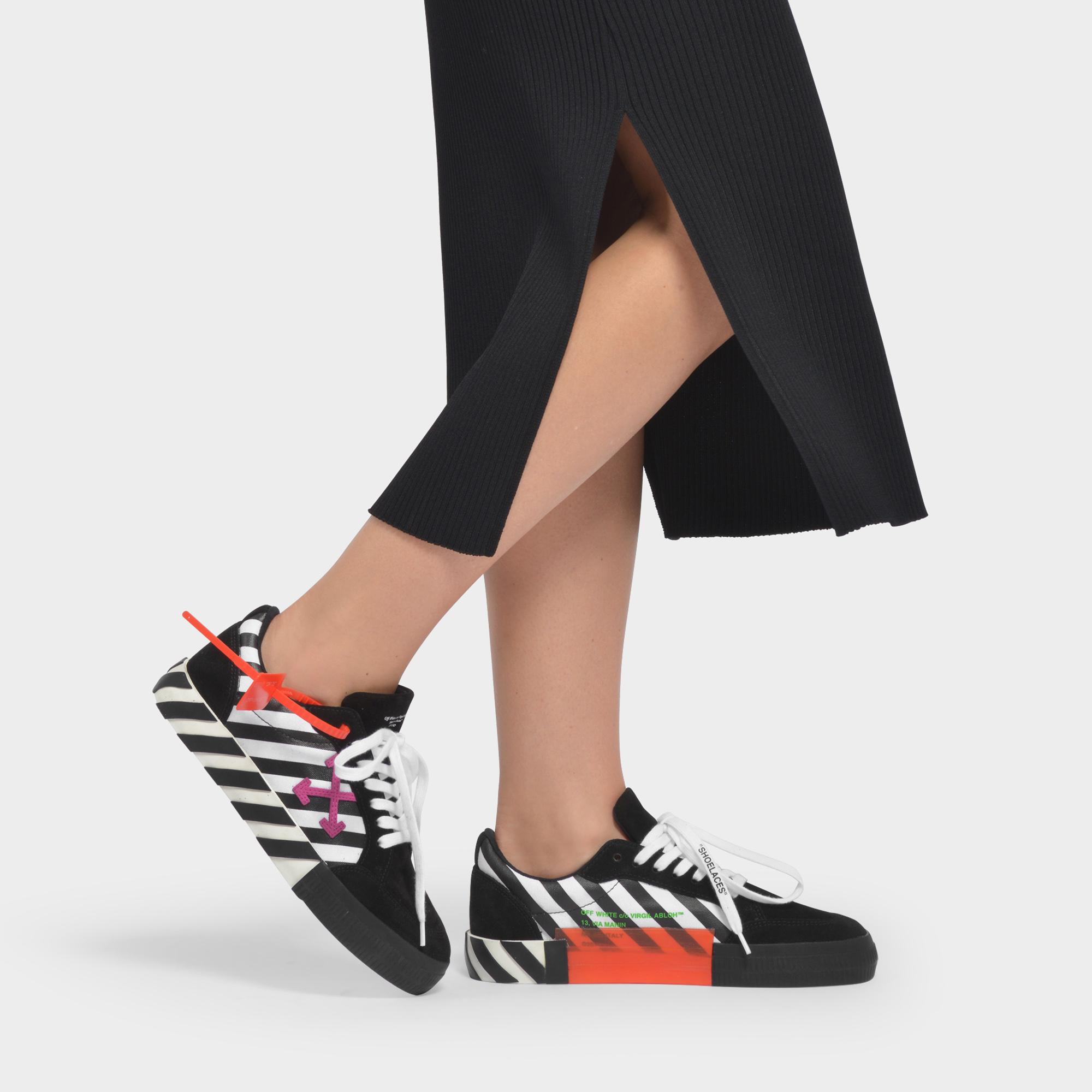 Off-White c/o Virgil Abloh Arrow Low Vulcanized In Black Violet Leather |  Lyst