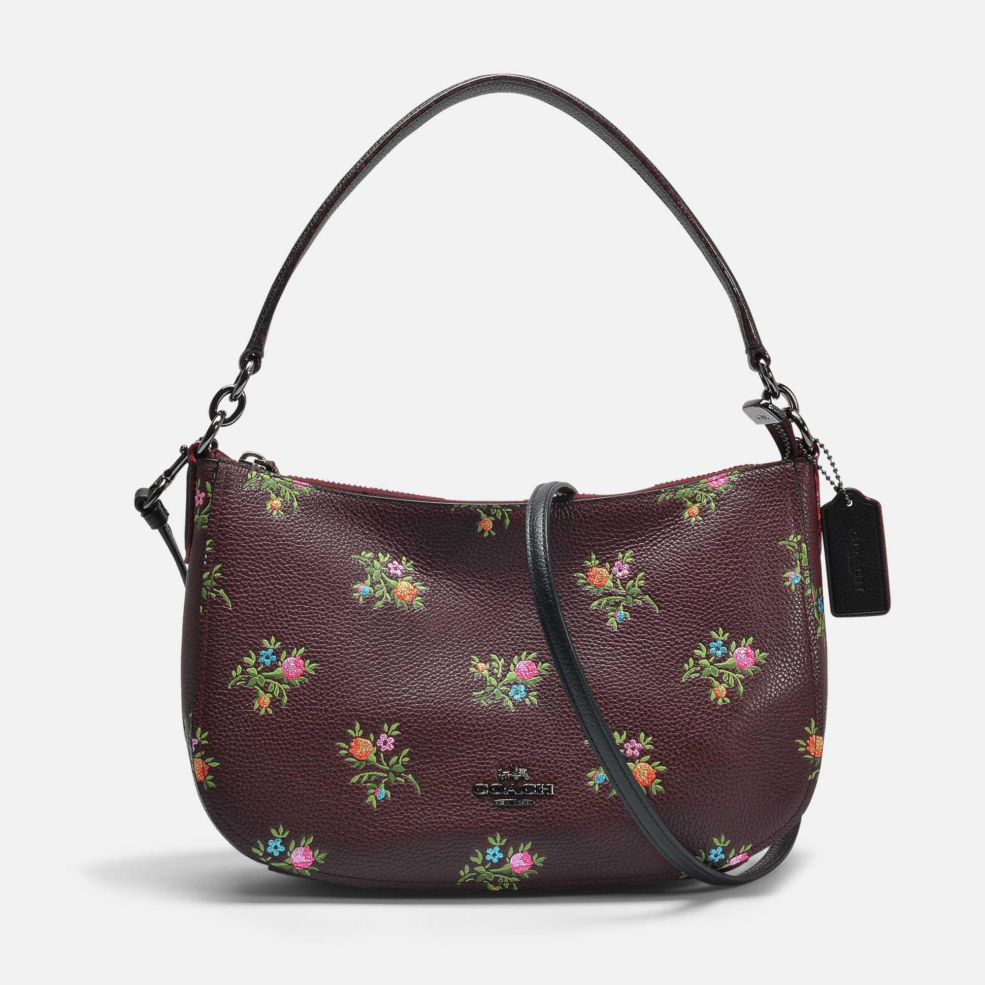 COACH Leather Chelsea Crossbody Bag In Oxblood Cross Stitch Floral