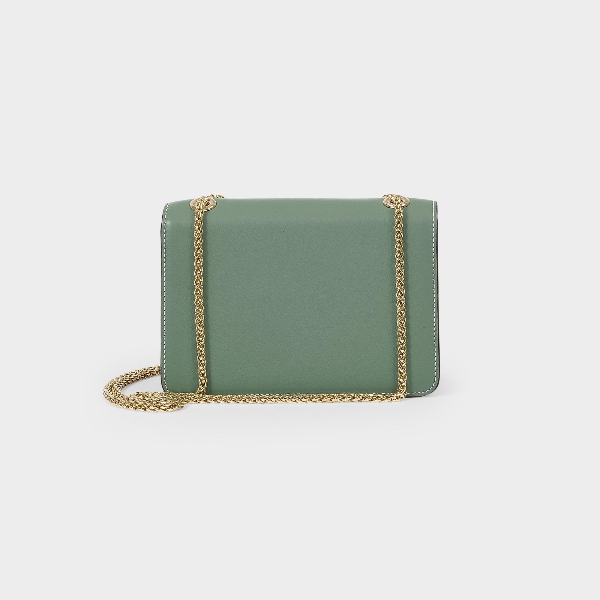 Strathberry MINI CRESCENT - Handbag - sage with vanilla stitch and