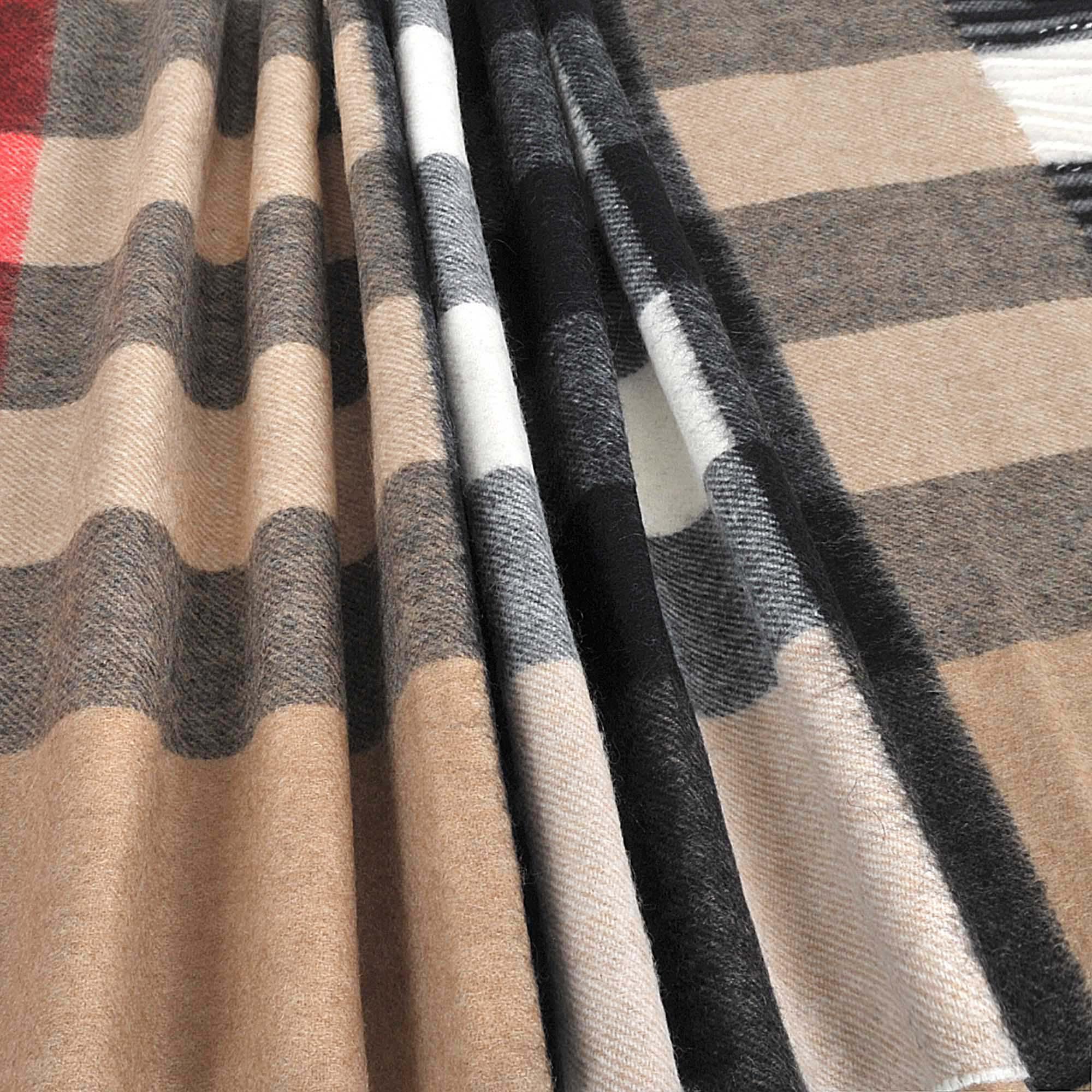 Burberry Half Mega Check Scarf In Camel Cashmere In Brown Lyst