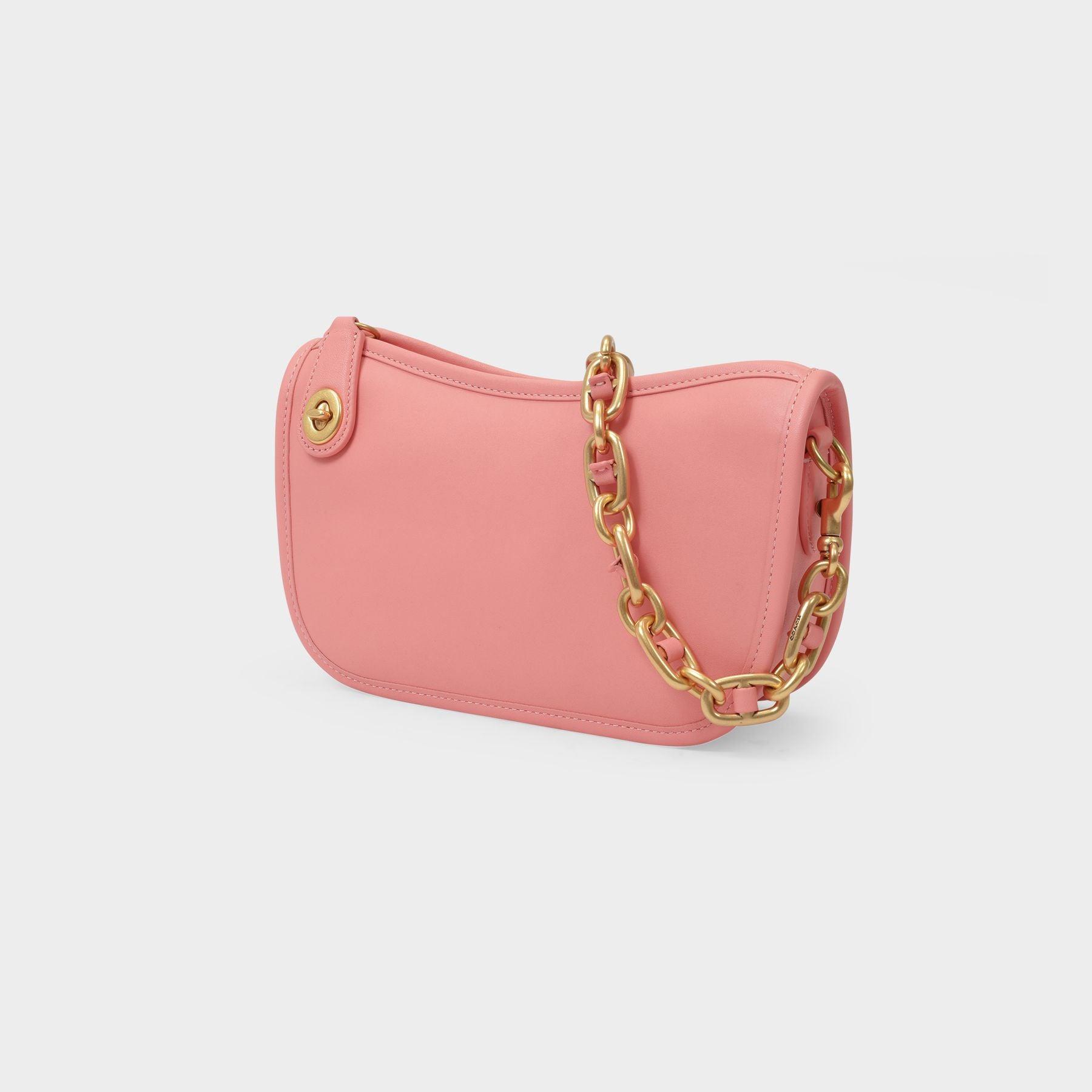 coach pink bag with chain