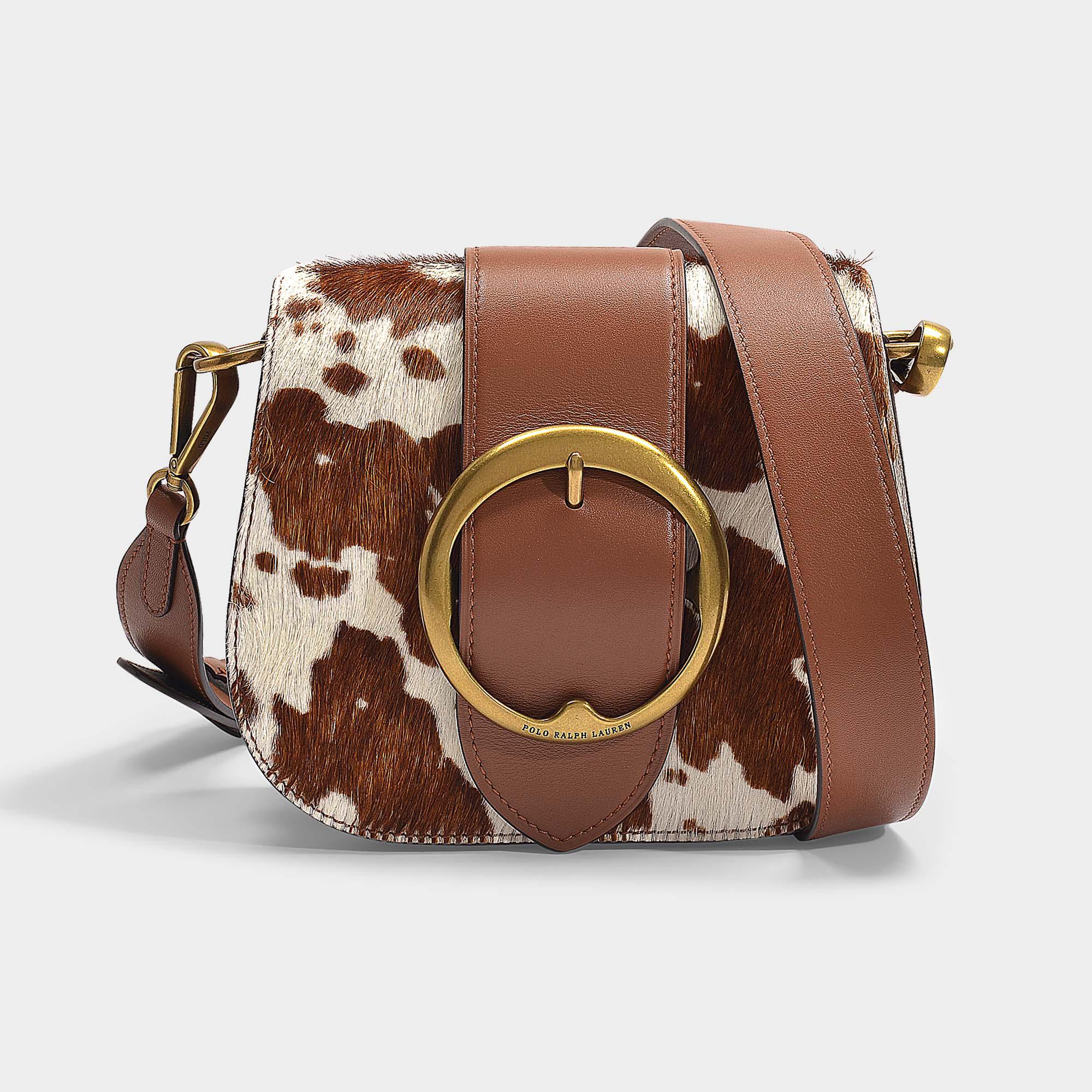 Polo Ralph Lauren Lennox Medium Crossbody Bag In Brown And Cream Haircalf |  Lyst