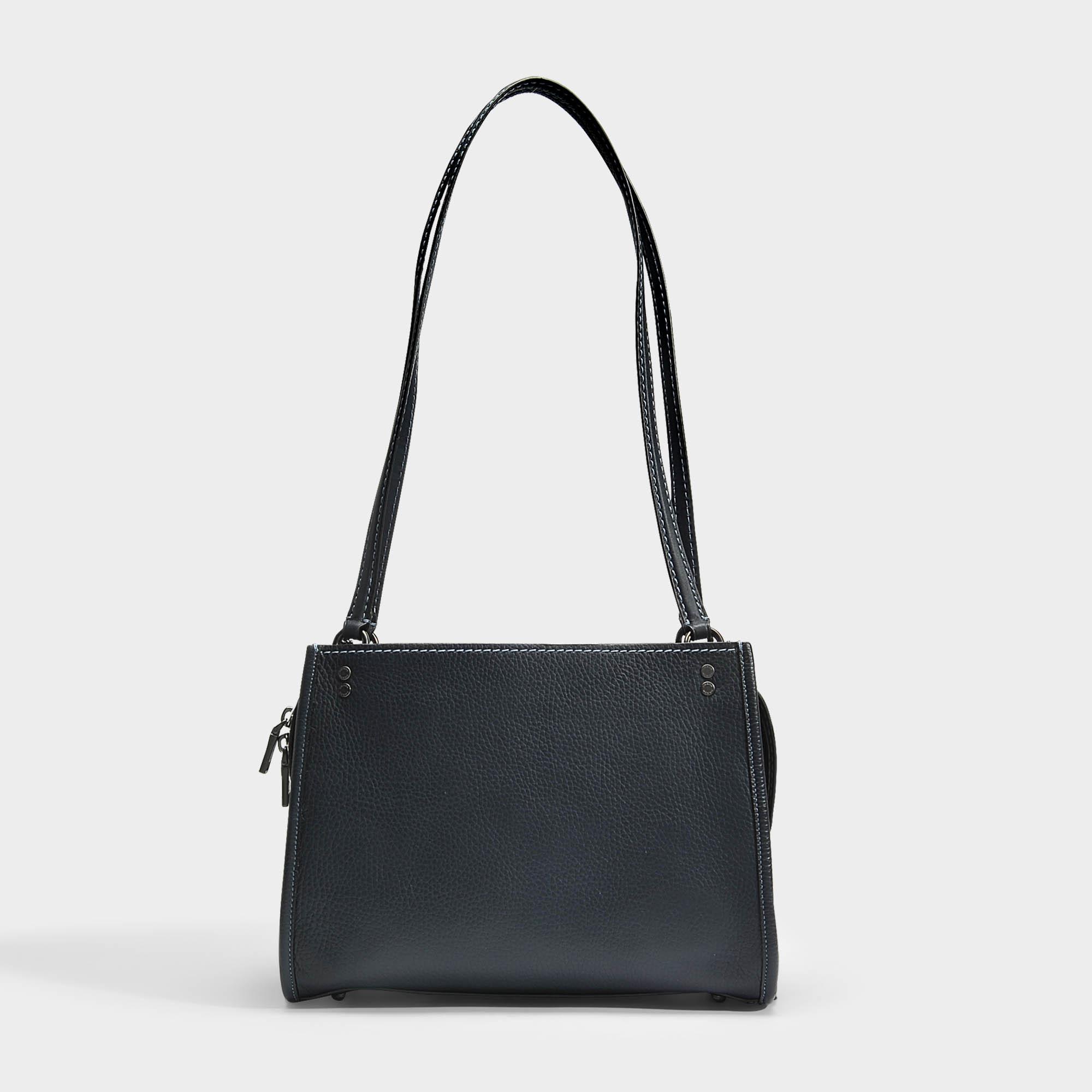 COACH Leather Rogue Shoulder Bag In Midnight Navy Calfskin in Blue - Lyst