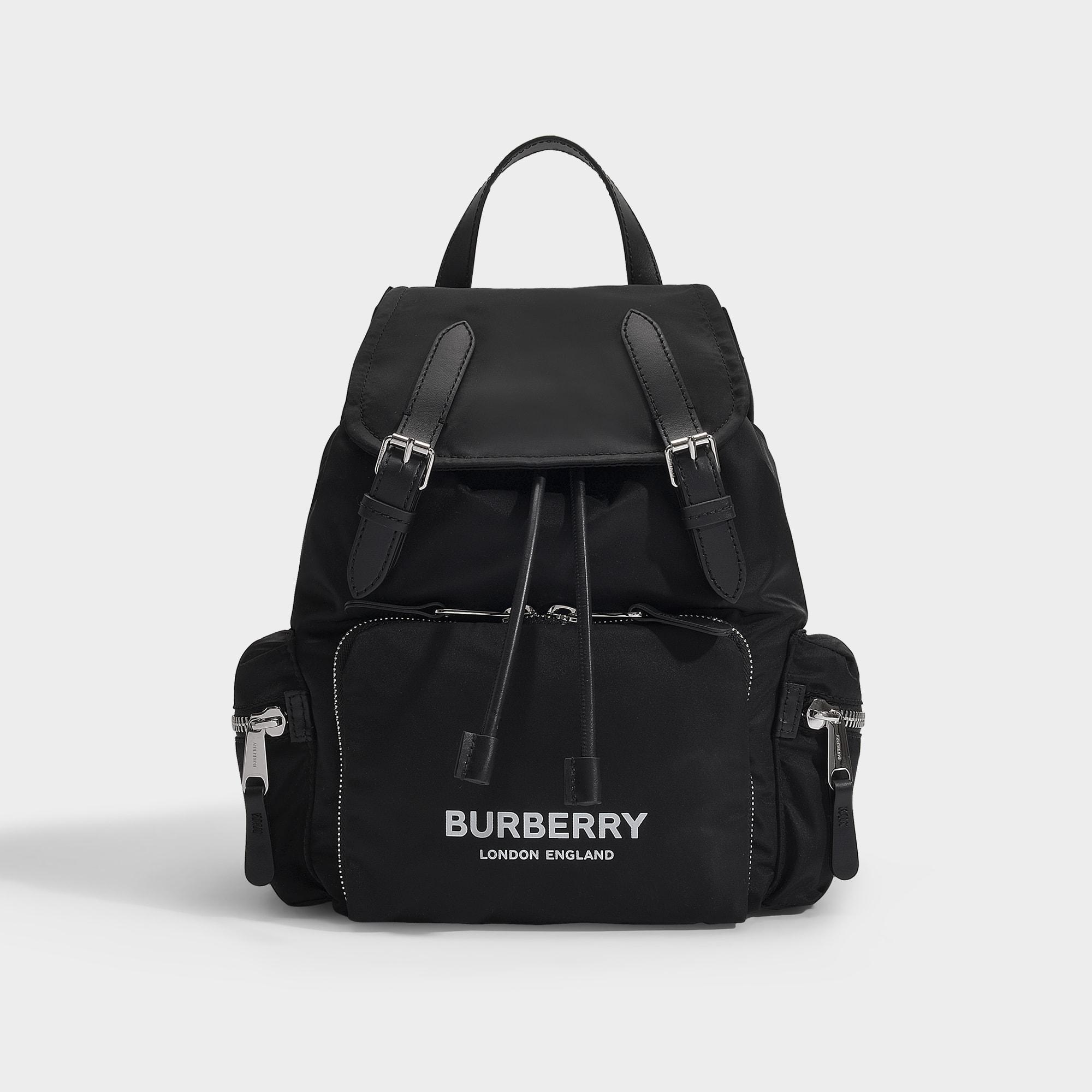 Burberry Synthetic Nylon Medium Drawstring Backpack in Black Save 40