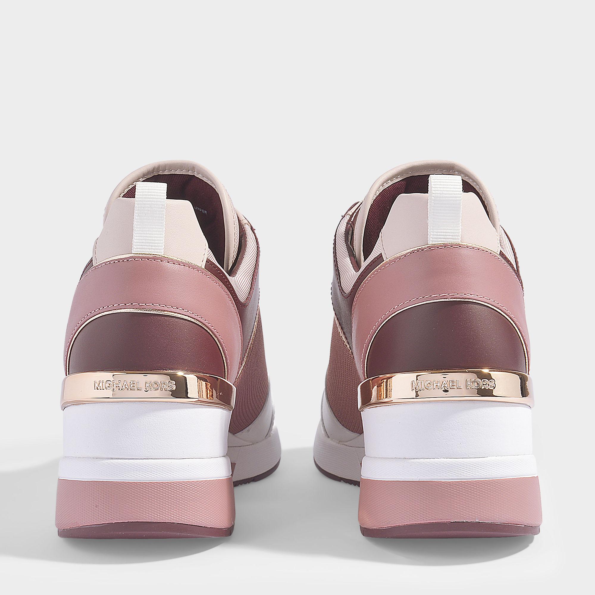 MICHAEL Michael Kors Georgie High Heel Sneakers In Pink Leather, Small Air  Mesh And Metallic Nappa | Lyst