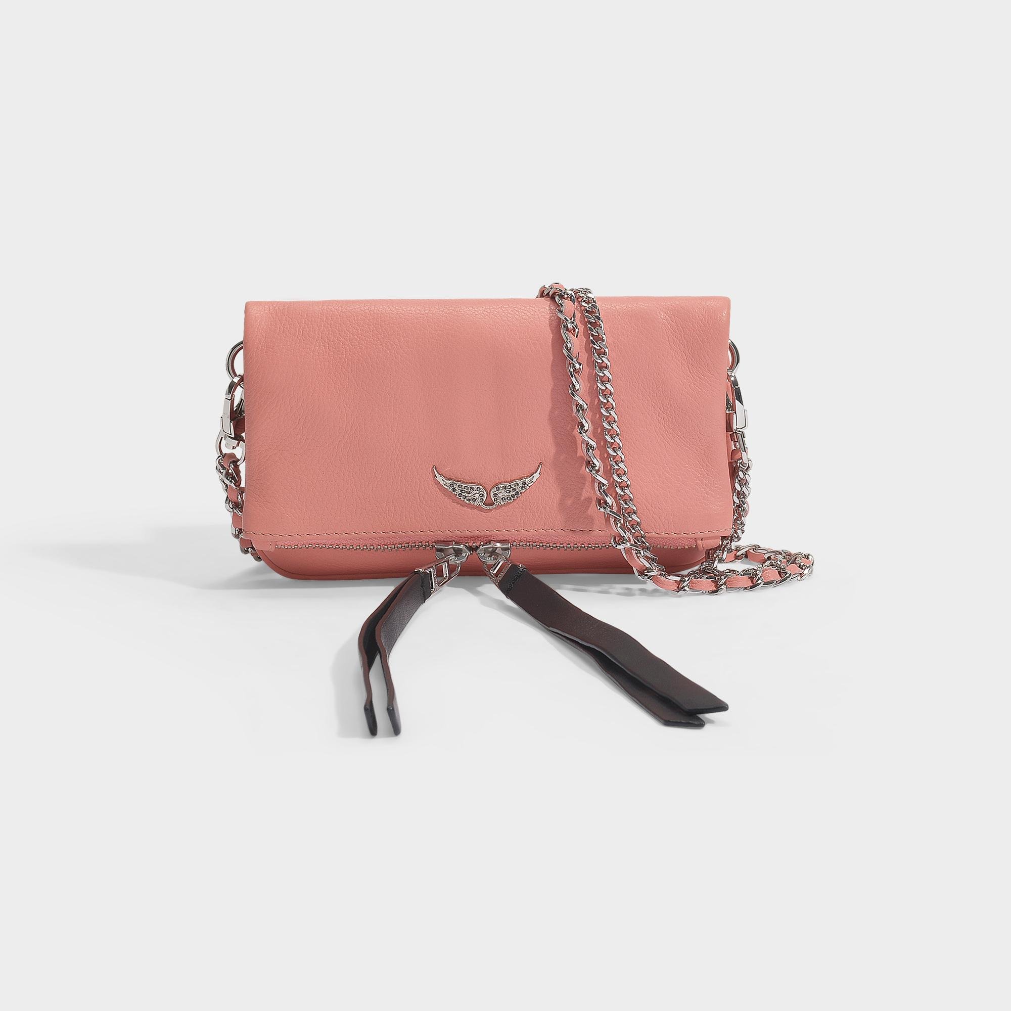 Zadig & Voltaire Rock Nano Crush Metal Bag In Pink Leather