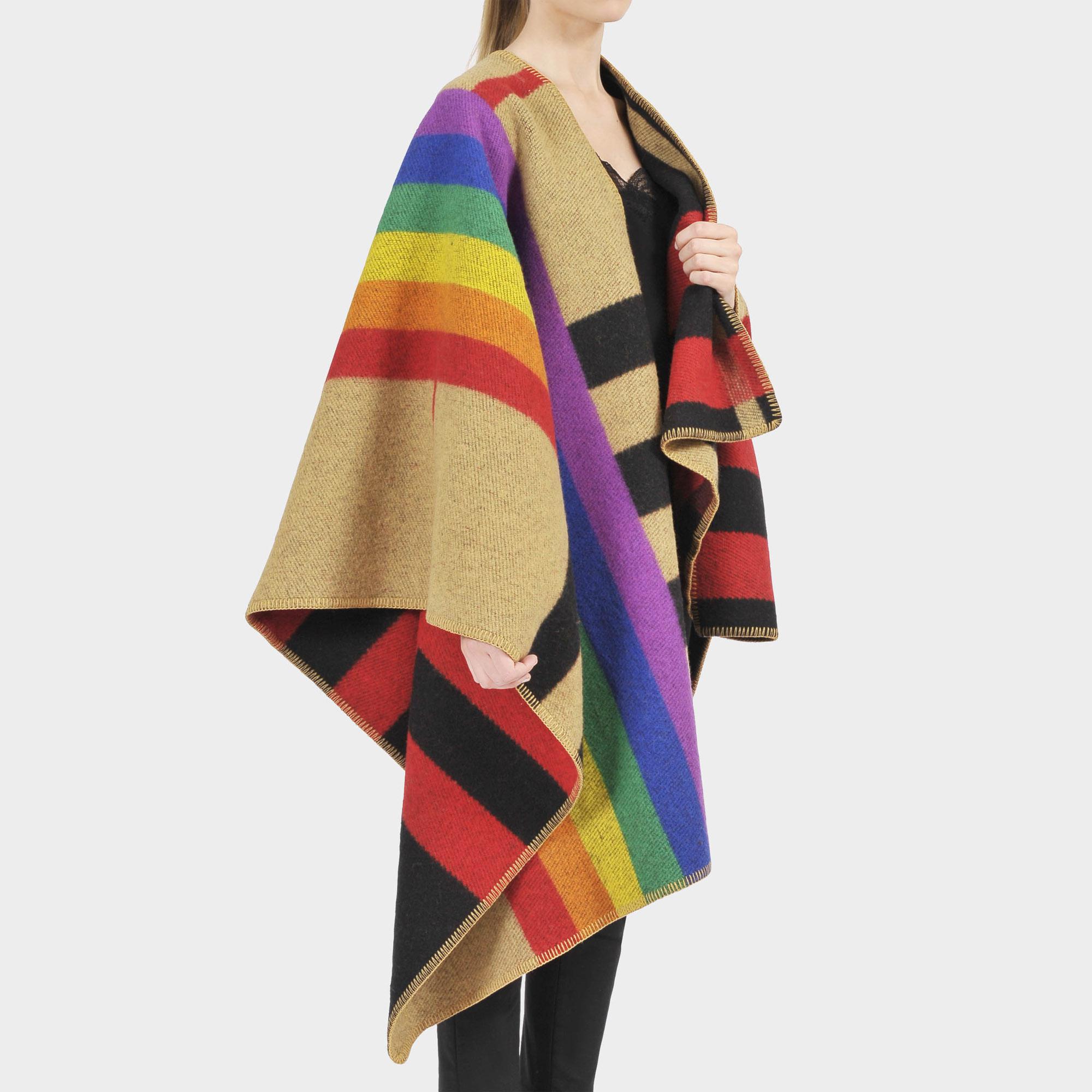 Burberry Kaschmir Poncho mit Rainbow Vintage Check Motiv aus Wolle und  beigem Kaschmir - Lyst