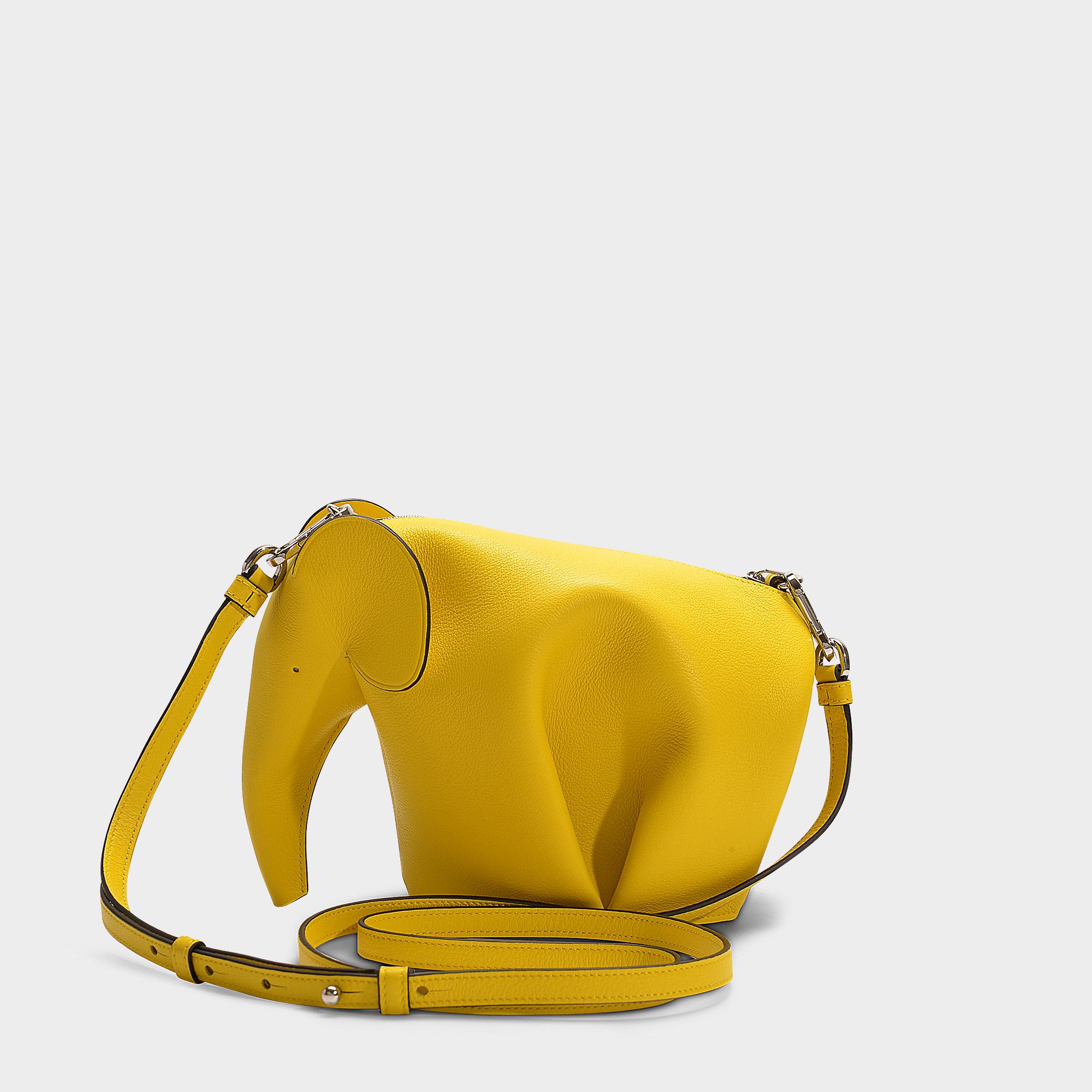 Loewe Leather Elephant Mini Bag In Yellow Calfskin - Lyst