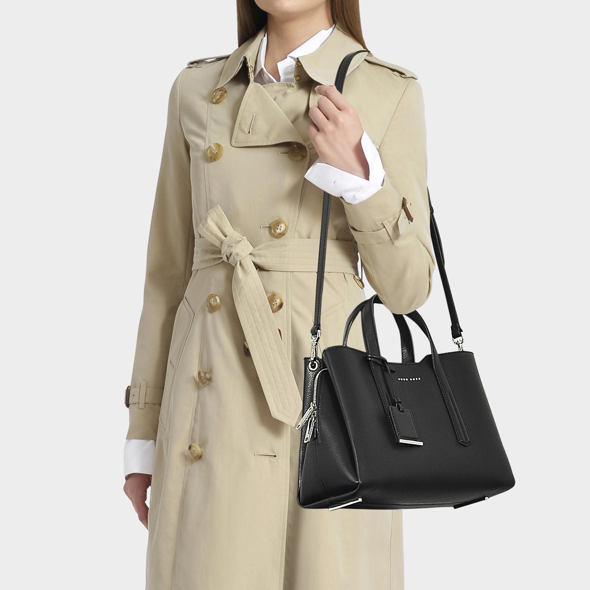 BOSS by Hugo Boss Taylor Small Tote In Black Grained Calfskin - Lyst