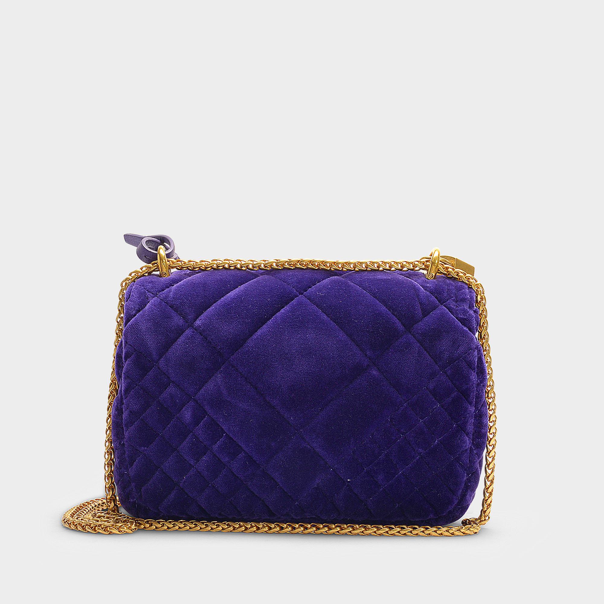 Versace Small Icon Shoulder Bag In Purple Velvet - Lyst