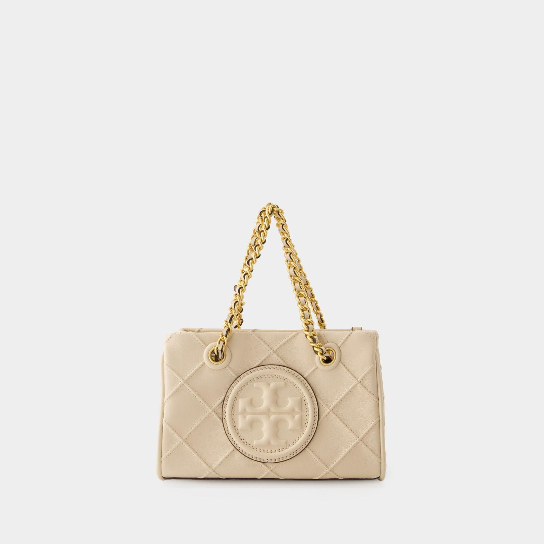 AUTH NWT Tory Burch Small Fleming Top Handle Soft Leather Bucket Bag-New  Cream