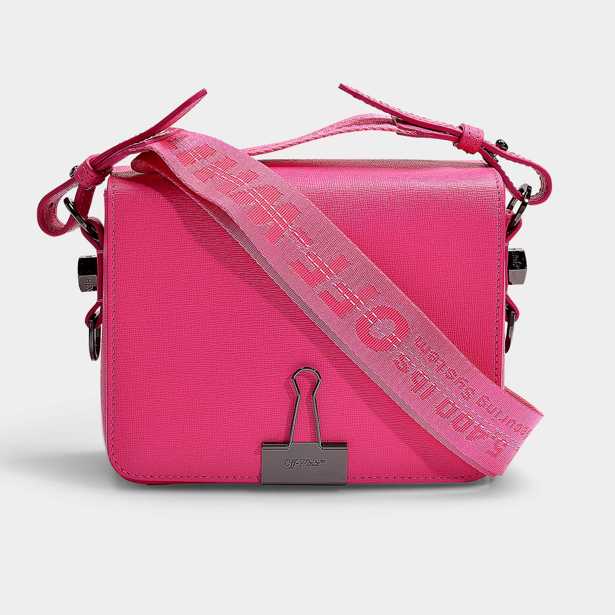 Off-White c/o Virgil Abloh Leather Plain Flap Bag In Fuchsia Calfskin