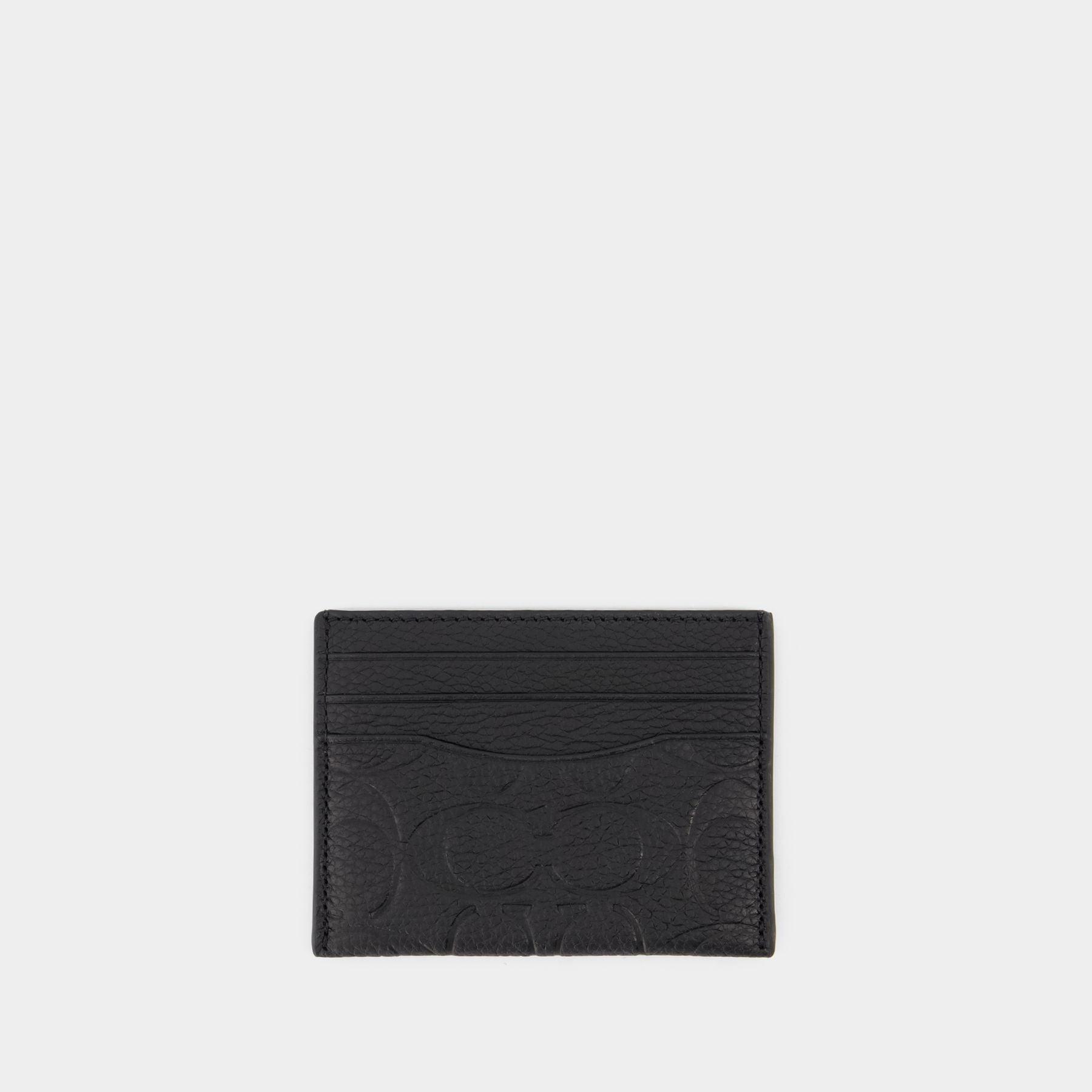 COACH Flat Card Holder Black Leather for Men Lyst