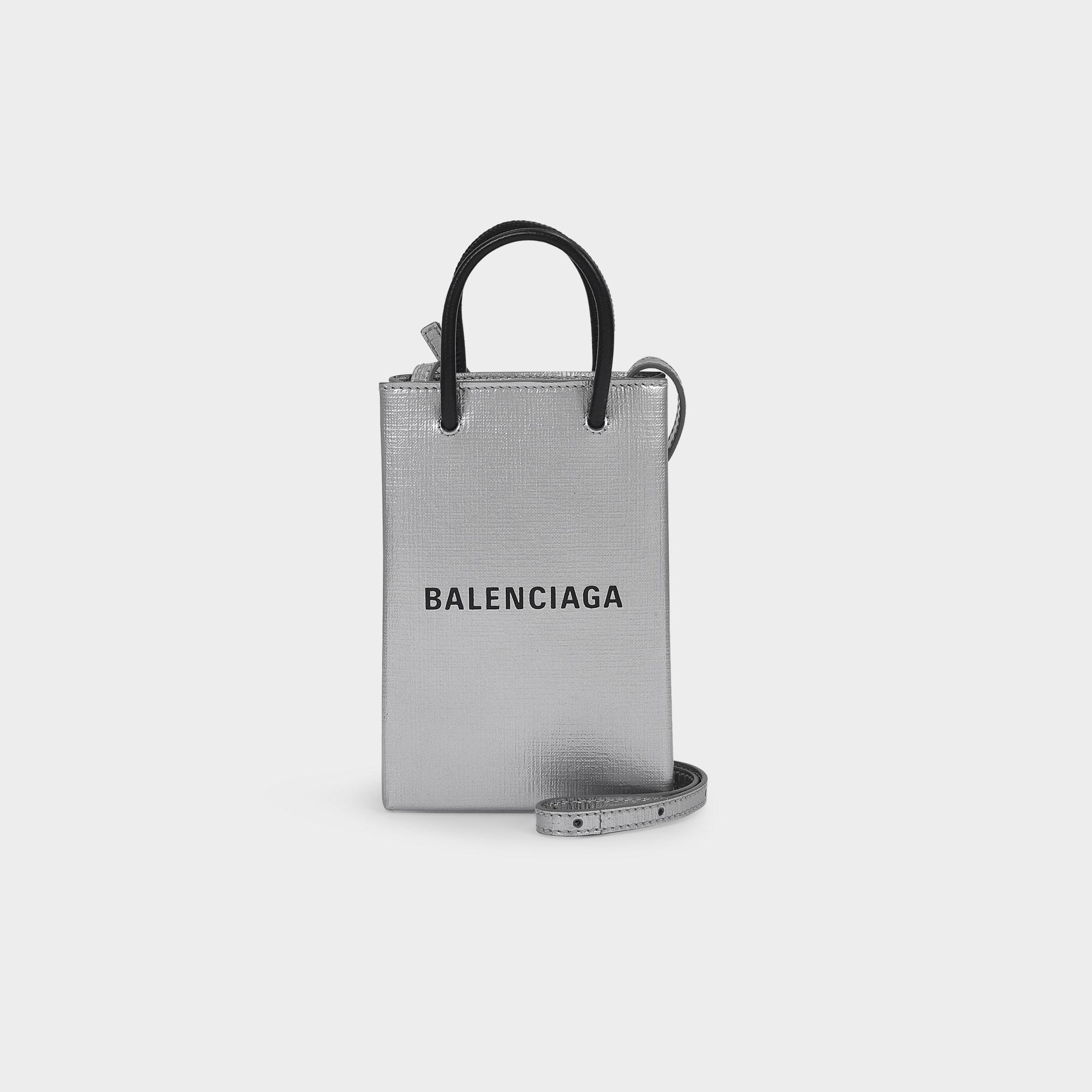 Balenciaga Shop Phone Holder Bag in Metallic | Lyst